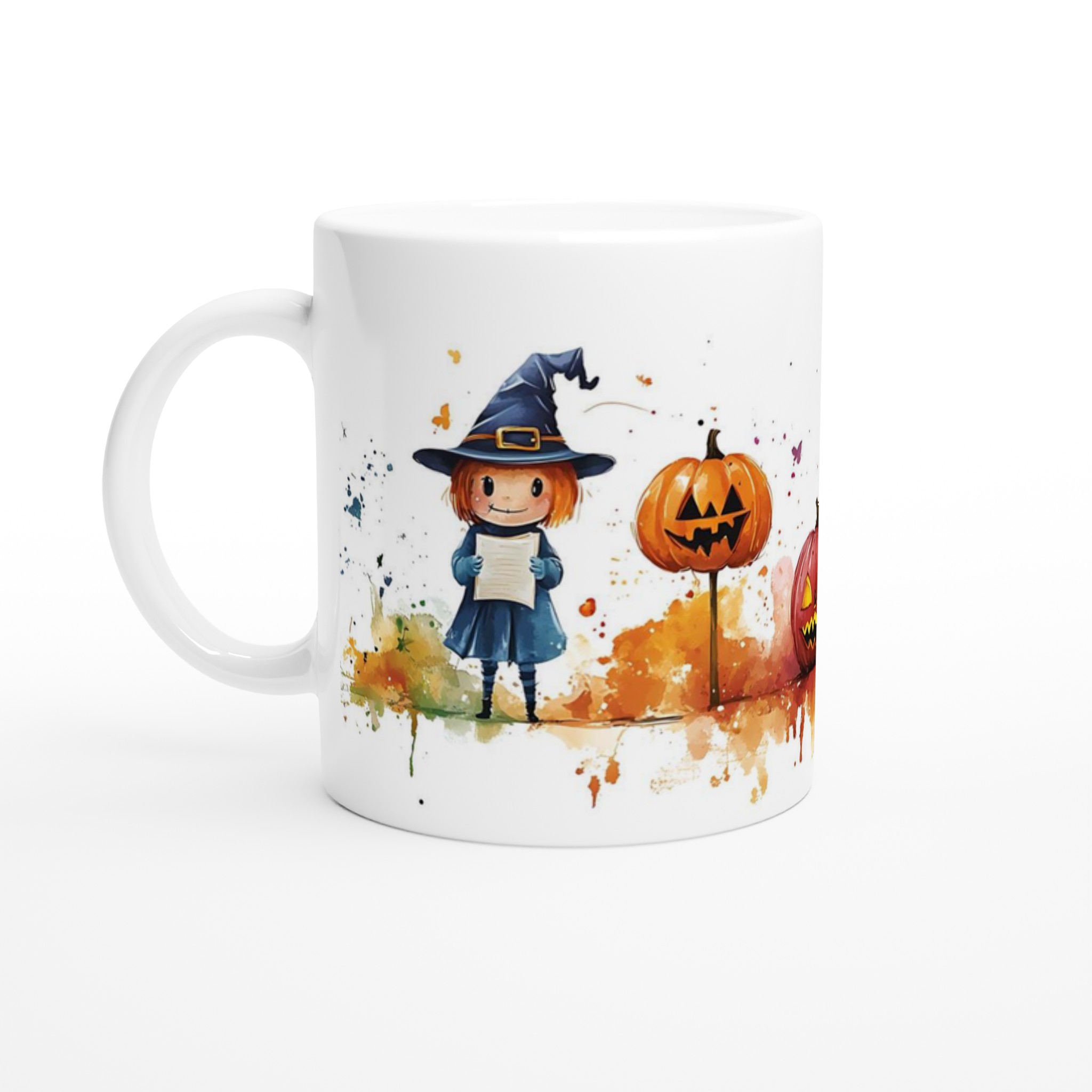Förtrollande Halloween Vattenfärgsmugg – 11oz Keramisk Mugg med Lekfulla Monster & Pumpor 1 2d6c30ac-228d-4681-897e-116d48788802