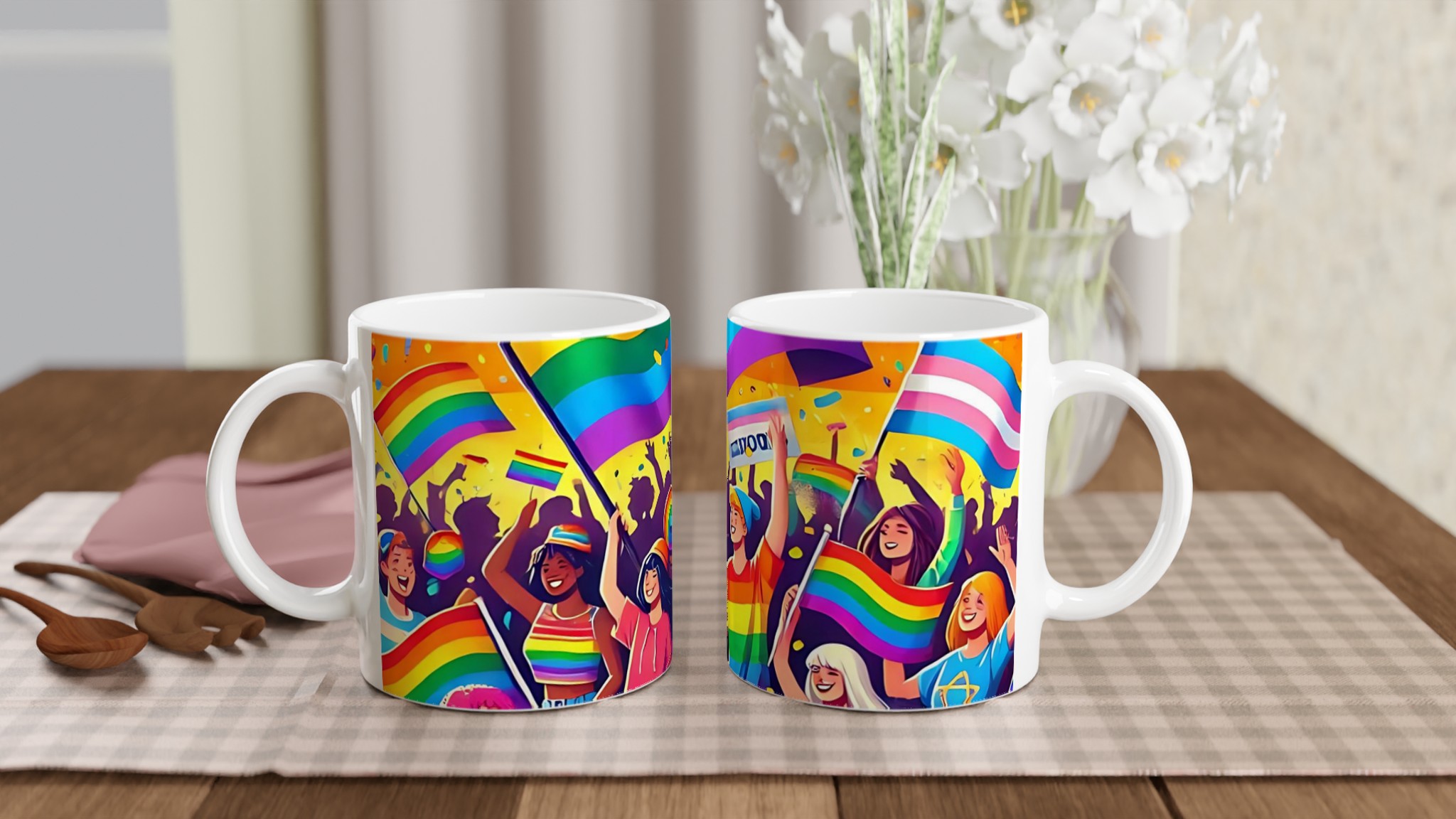 Vit 11oz keramisk mugg med färgstarka Pride- och regnbågsmotiv i ditt val av sju levande färger 10 2d732986-a405-478a-9822-bbacf45852ab