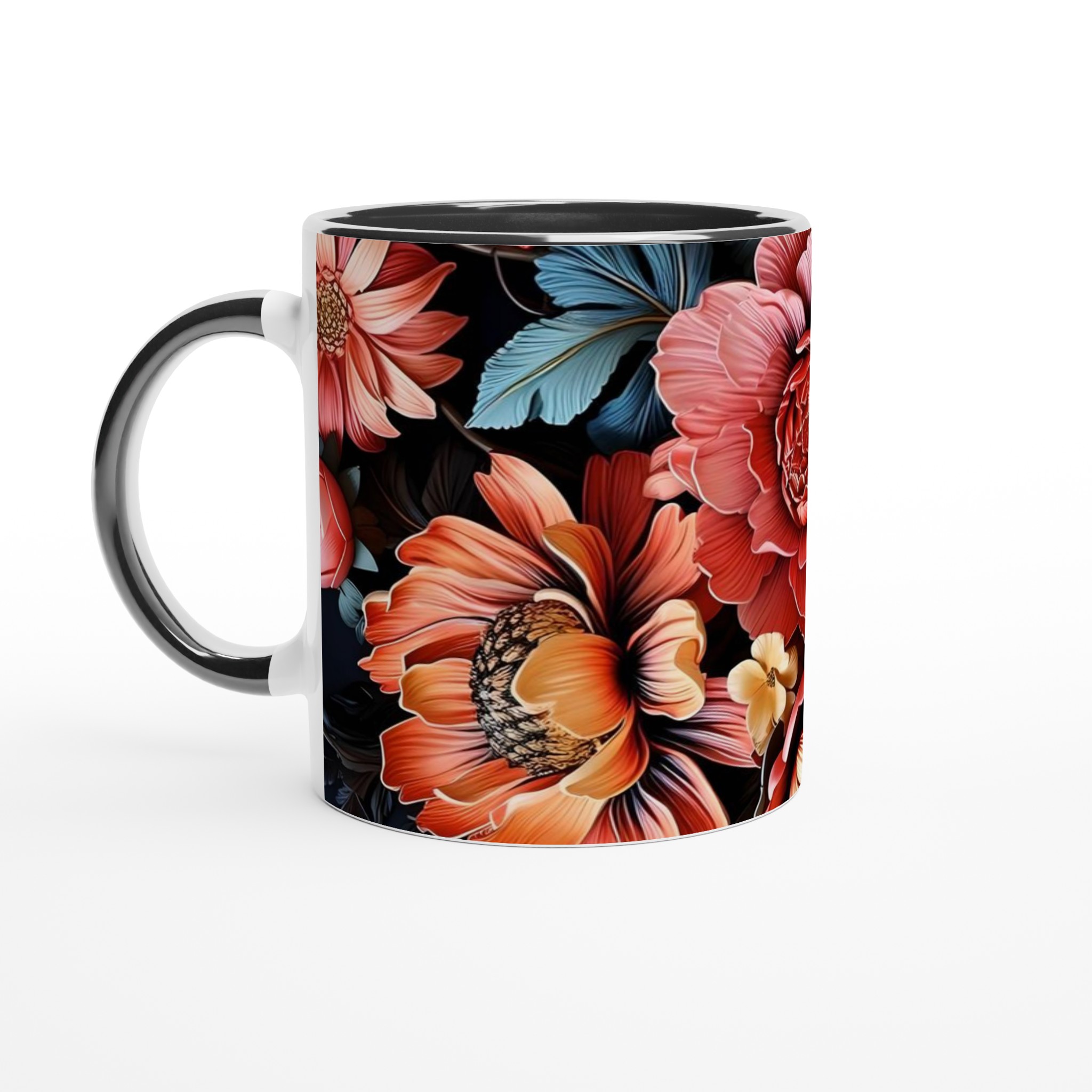 Eleganta 11oz keramikmuggar med blomsterprakt - välj bland sju stilfulla färger 4 2d8cd9ad-7890-4ef8-b884-d9371a2f5aa5