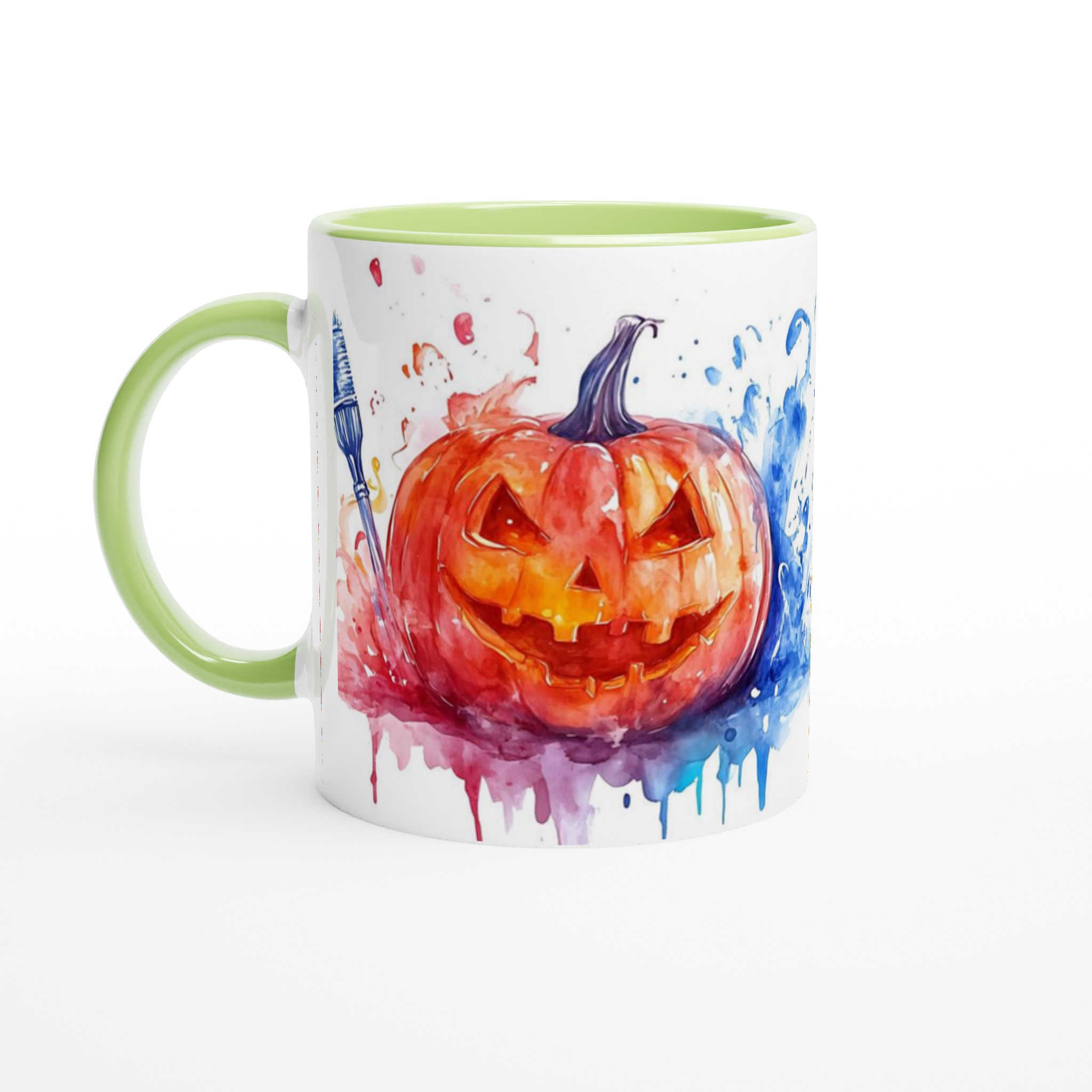 Färgglad Halloweenpumpa Keramisk Mugg - Akvarell Jack-o'-Lantern för Din Dryck 7 2dc44e6b-55cf-4acc-a665-12aec087c4eb