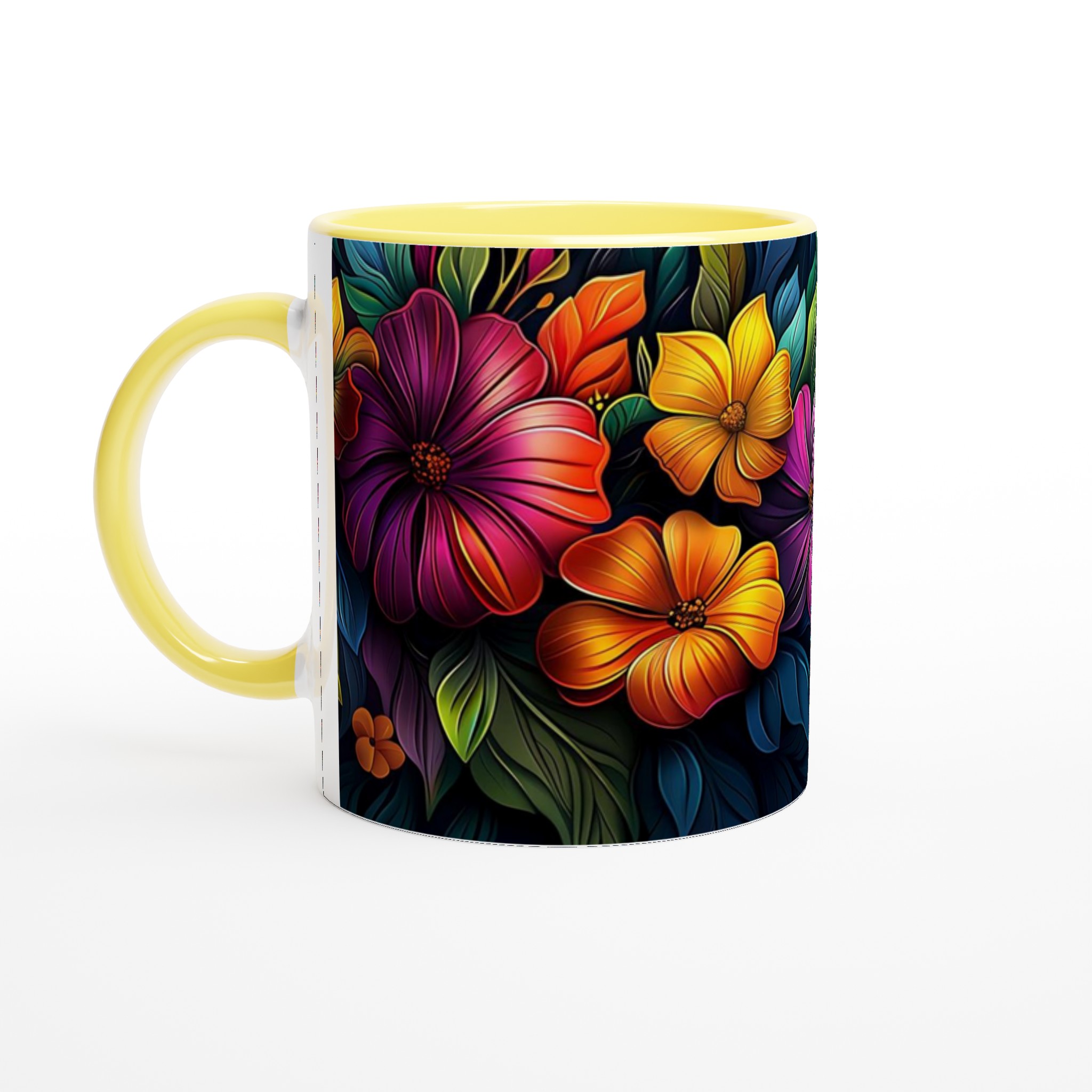 Tropisk Blomsterglädje 11oz Keramikmugg – Färgglada Sommarblommor i Ditt Val av 7 Livfulla Färger 3 2e47c89a-d2f7-4f87-b50f-ba98c3efba93