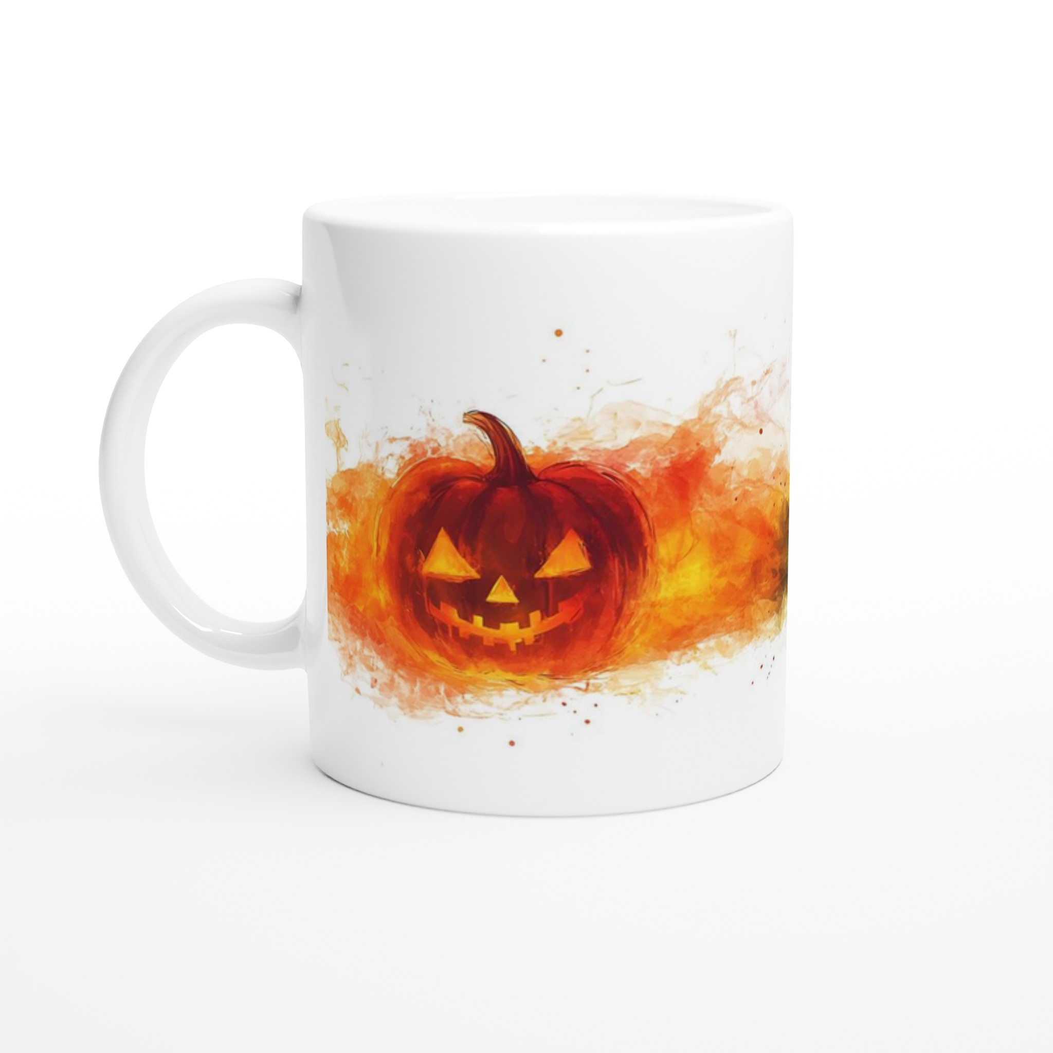 Mystisk Halloween Keramikmugg - Pumpa och Spöklikt Barn i Akvarellstil, Välj bland 7 Färger 1 2e75f6e7-b106-42be-804b-6eb9967cef5f