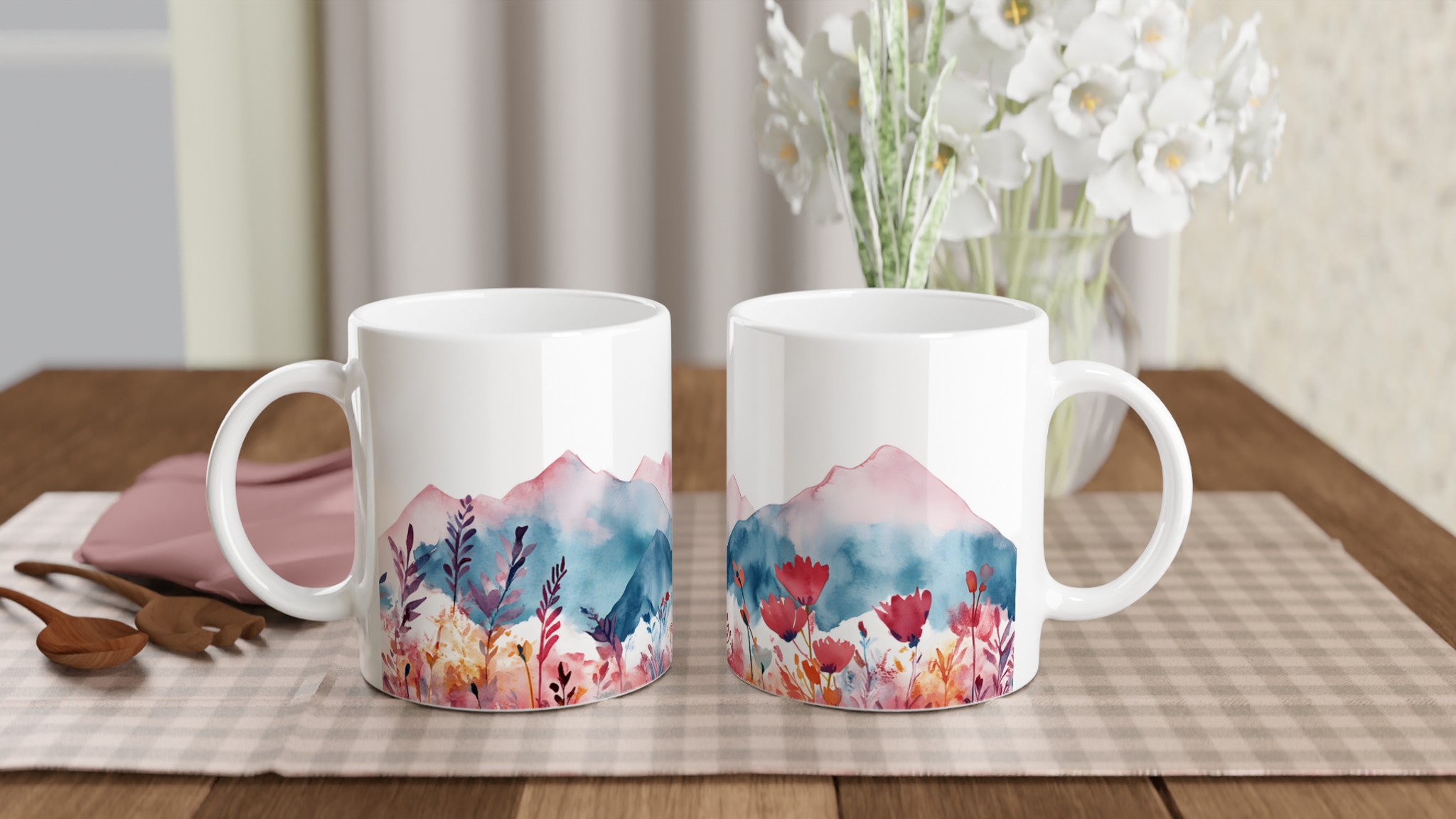 Akvarellberg och Blomsteräng 11oz Keramisk Mugg – Välj bland 7 Färgstarka Nyanser 10 2e80abbf-9b68-476b-81ff-7e861676eebc