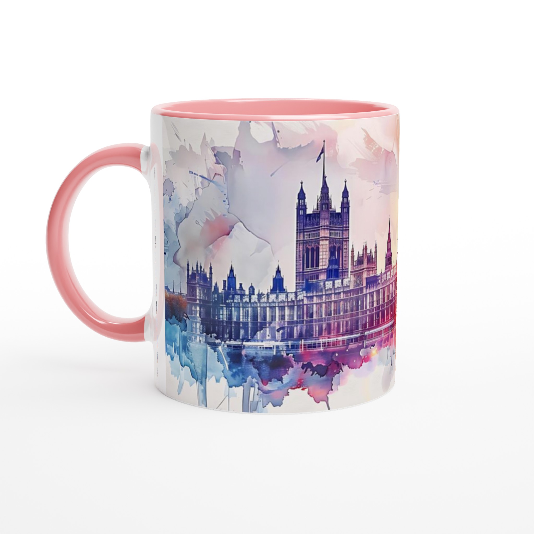 London Watercolor Cityscape Mugg – Konstnärlig Vit Keramikmugg, 11oz 6 2e92876c-8646-4c6f-aed2-51835a2acd36