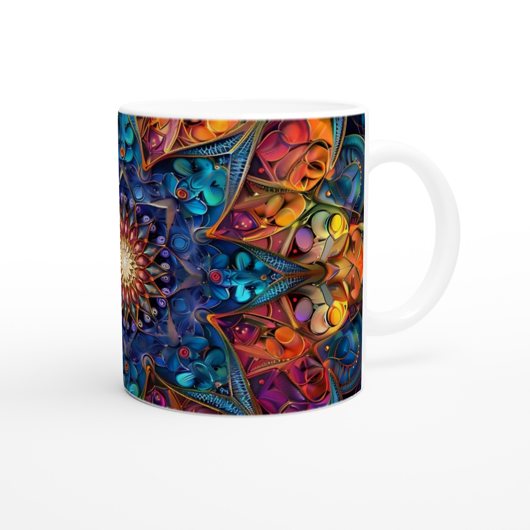 Kosmisk Mandala Keramikmugg - 11oz, Levande Mönster i Blått och Guld för En Färgstark Start på Dagen 9 2e9df5bd-4f55-4f50-9110-5548eb7304dc
