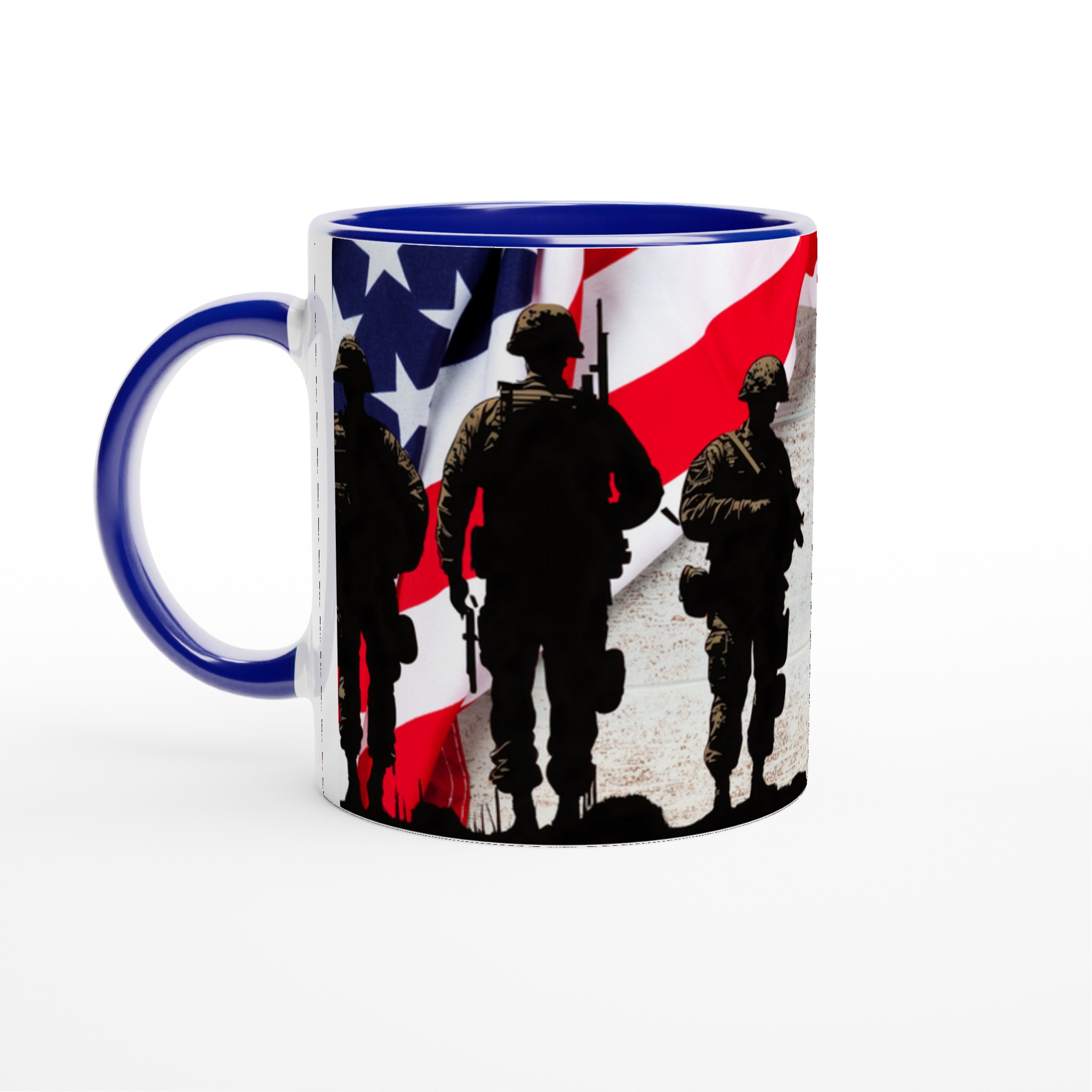Vit 11oz keramisk mugg med patriotiskt soldatmotiv – välj bland sju färgstarka keramiska nyanser 2 2ed0ef09-62b5-4b61-bbdb-ee9ca26c179e