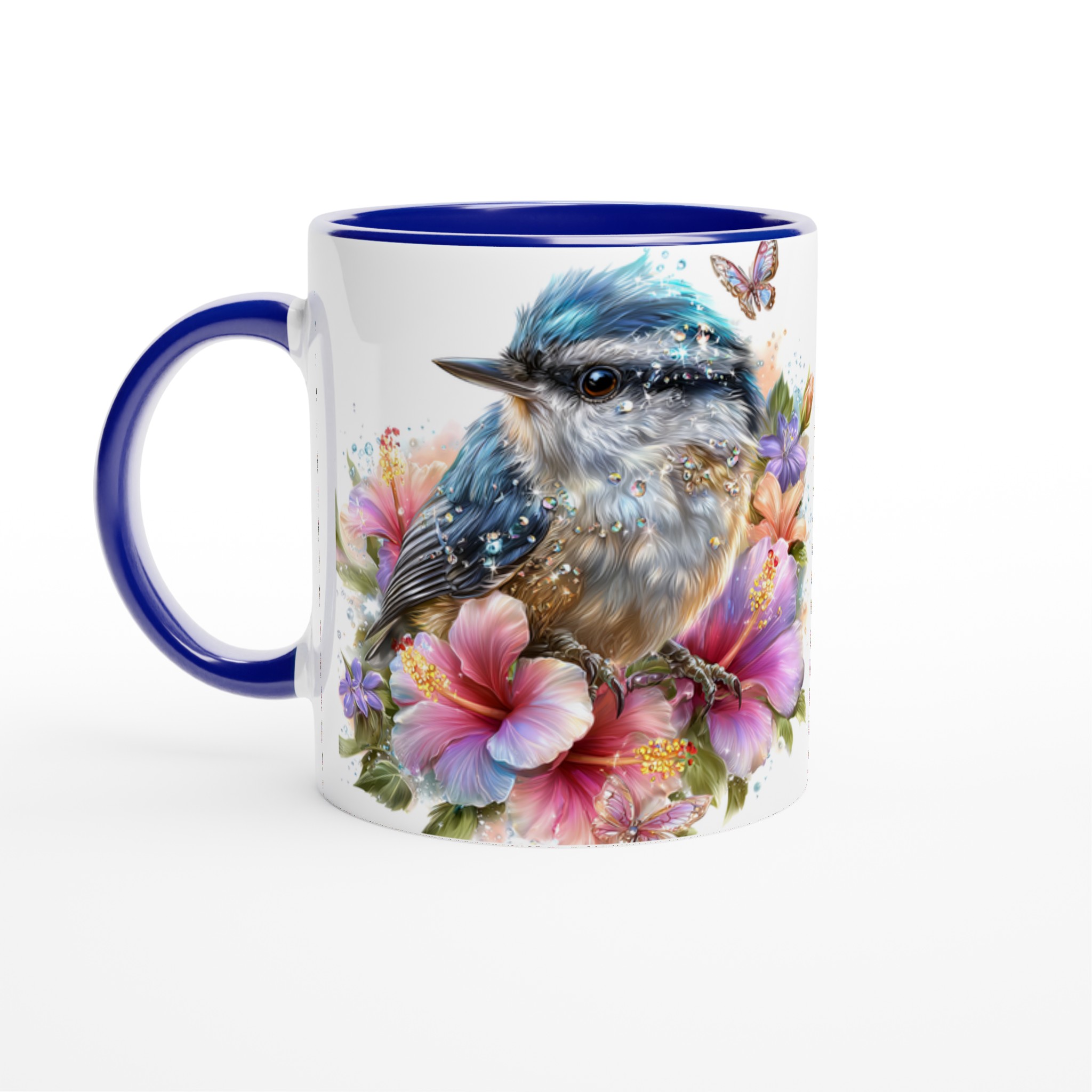Vit 11oz keramisk mugg med magisk blåmes och blomsterkonst i ditt val av färg 2 2ed6786b-4b70-4e75-82d0-b61e17a8bcd1