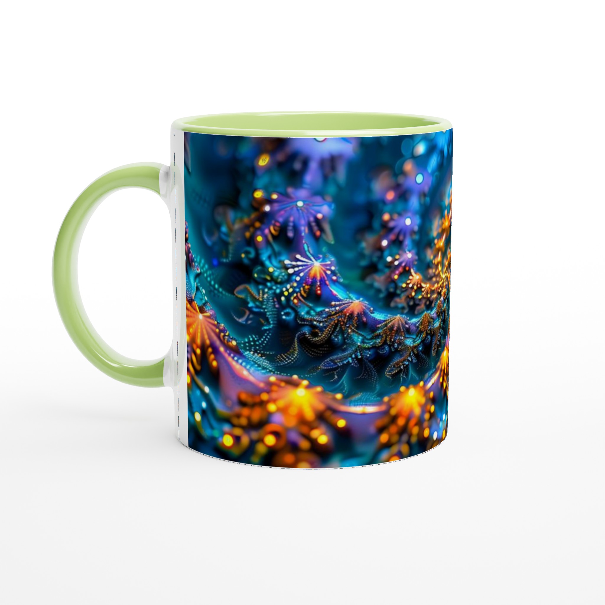 Kosmisk Dans 11oz Keramikmugg – Strålande Fraktal Konst i Din Hand 7 2f14f2a7-8fb5-405b-848f-19384a78d01f