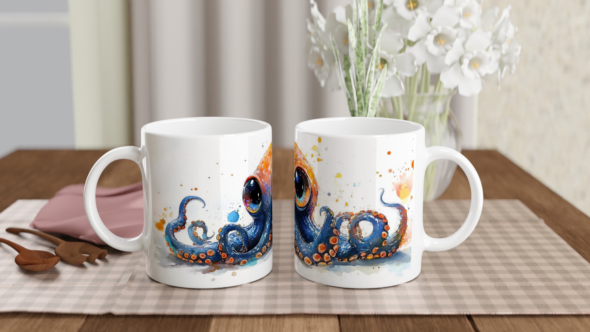 Bläckfisk Mugg – Färgglad Akvarell Bläckfisk Keramisk Mugg 11oz – Perfekt för Konstälskare 10 2f154257-fbf8-4dba-9bac-835b88b995f3