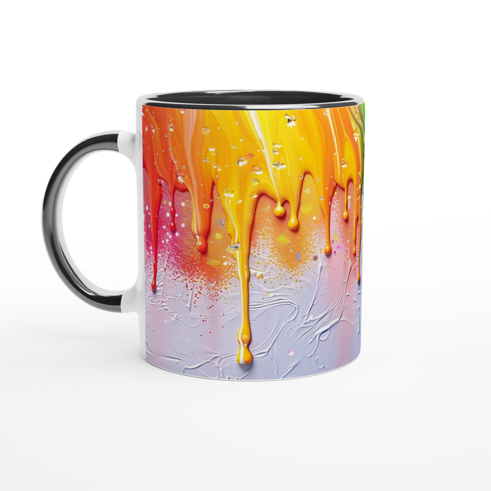 Livfull Vit 11oz Keramisk Mugg med Färgsprakande Drippande Konstmotif i Sju Färger 4 2f5bce99-6764-4bd2-b38e-de84e8ff00ce