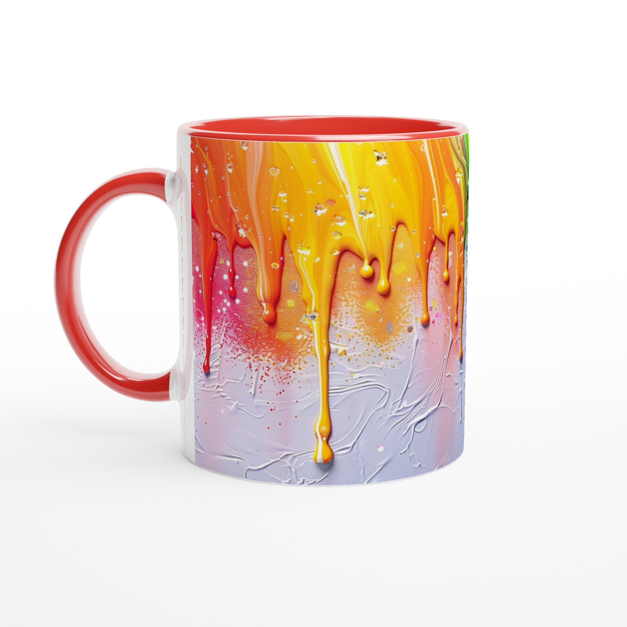 Livfull Vit 11oz Keramisk Mugg med Färgsprakande Drippande Konstmotif i Sju Färger 5 2f7ad465-9435-4591-8979-9893dc60fd10