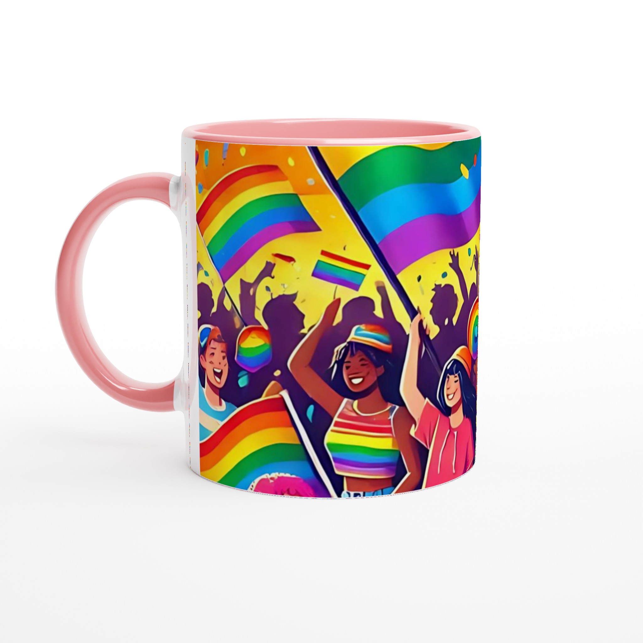 Vit 11oz keramisk mugg med färgstarka Pride- och regnbågsmotiv i ditt val av sju levande färger 6 2f871b9b-9364-4cd4-8394-ef6c66e3d8bb