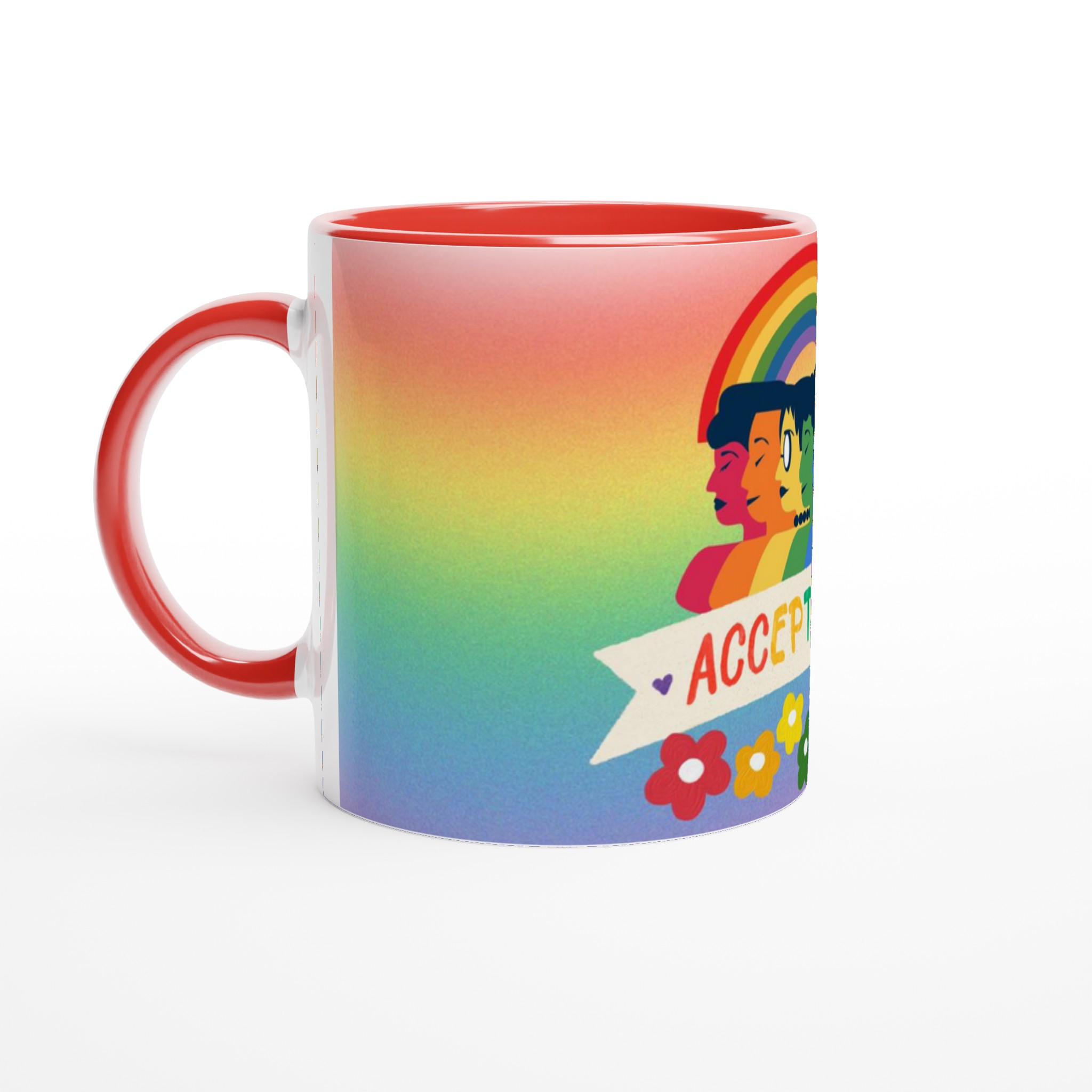Vit 11oz keramisk mugg med colorfullt Acceptansmotiv – välj bland sju livfulla keramiska färger 5 2fa28e6c-3c52-4047-b296-5e89b69ac731