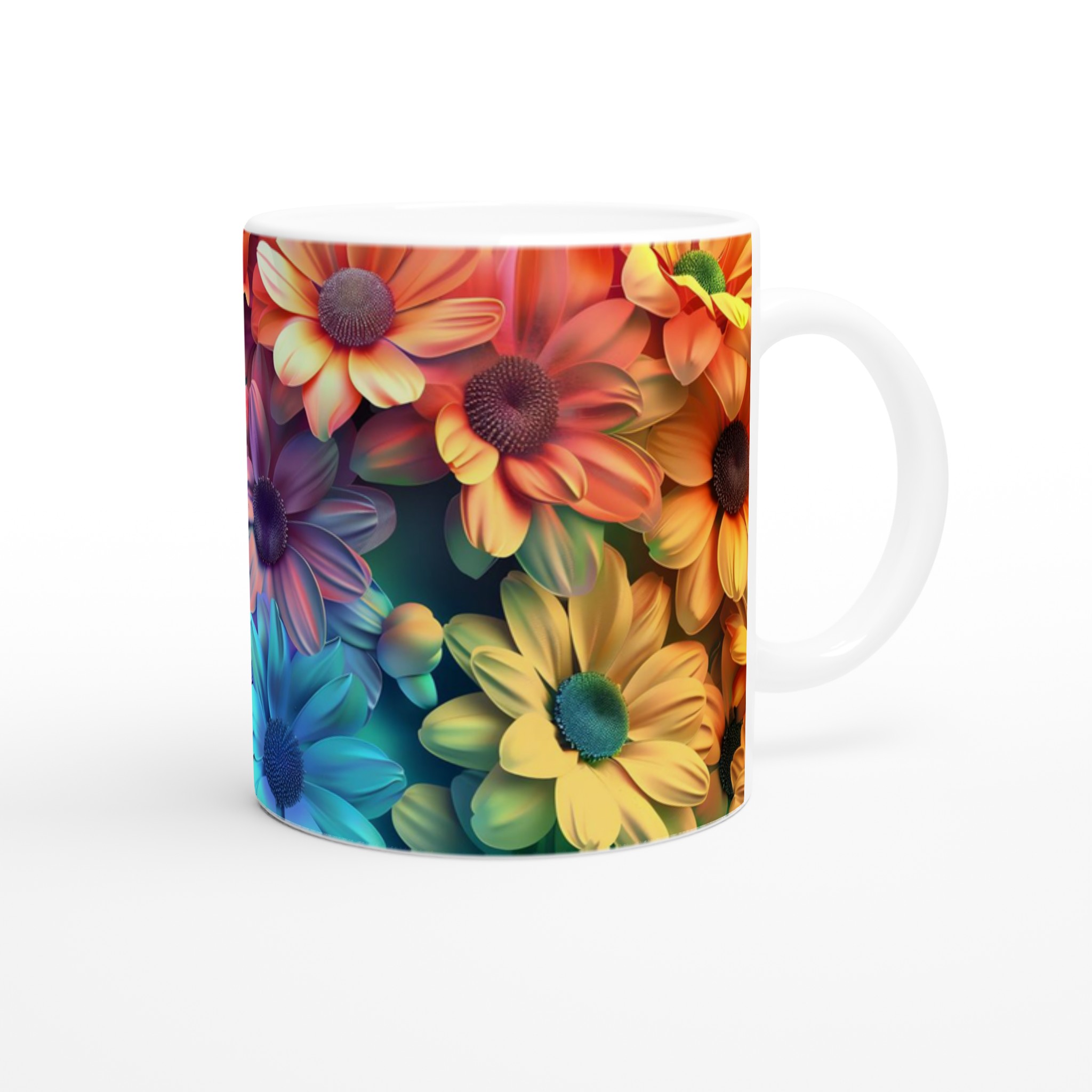 Färgsprakande Blomstermugg – 11 oz Keramikmugg i ditt Val av Sju Livfulla Färger 9 2fc08053-3689-4ea1-804e-d692e9691758