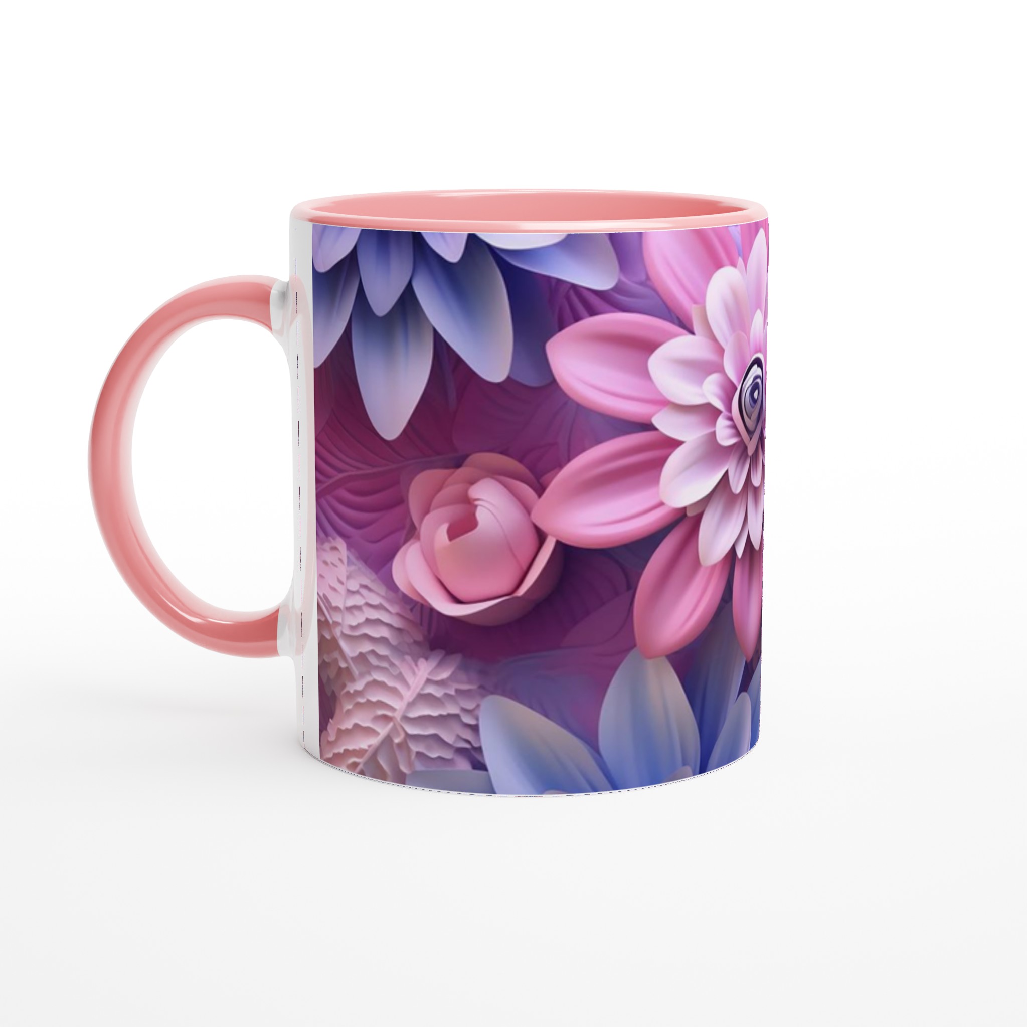Vit 11oz keramisk mugg med blomstrande pastellmotiv i sju färgstarka nyanser 6 2fe10fa4-5b3d-45f2-b558-72203bef1ec2