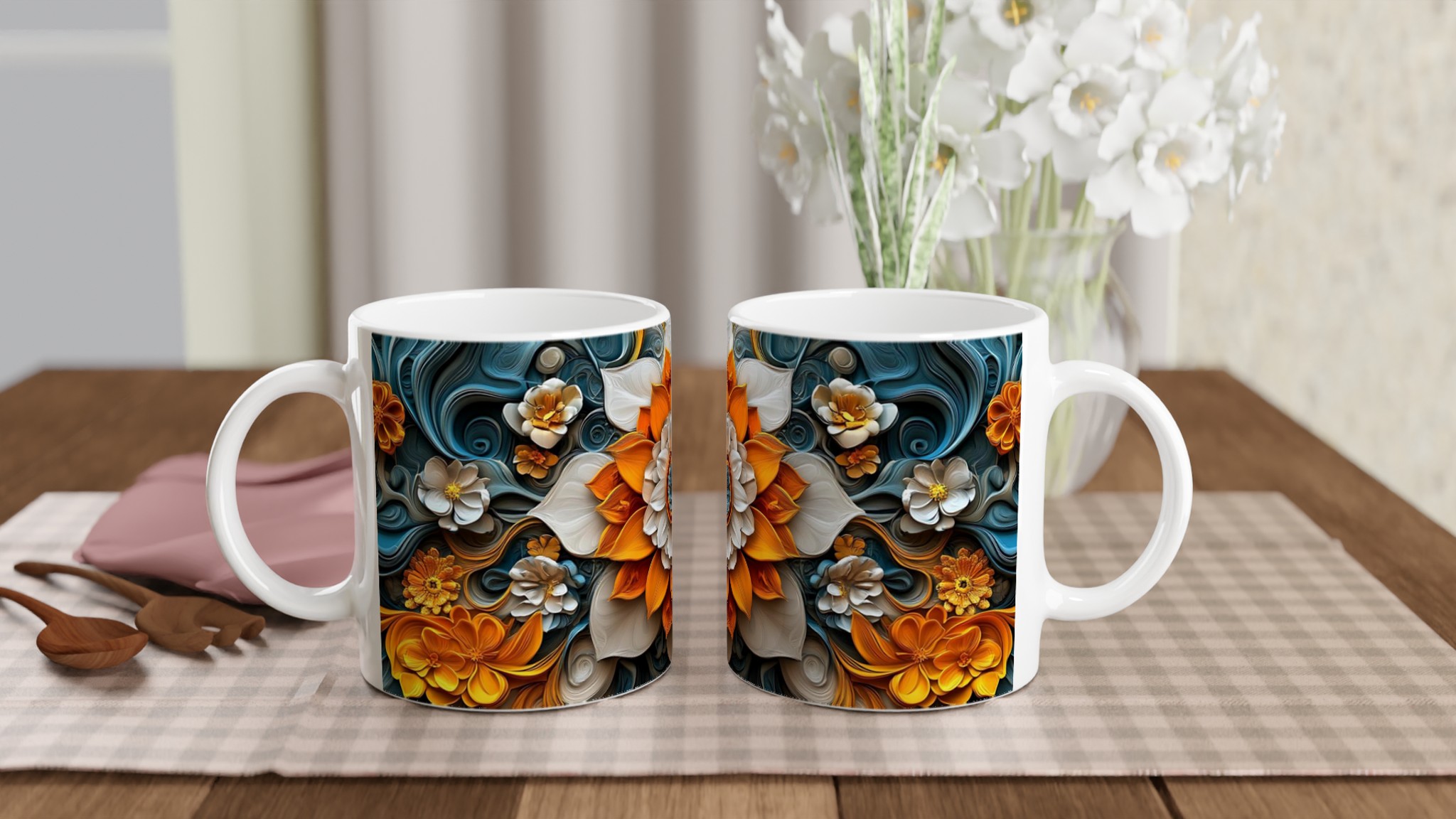 Abstrakt Mandala Konst Mugg – 11oz Keramisk Mugg i Ditt Val av 7 Levande Färger 10 3012b61a-f5bb-43ac-8972-86044eed8e42