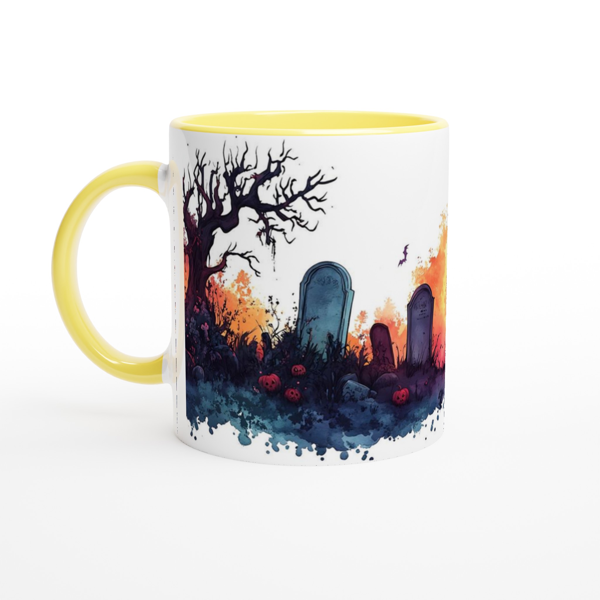 Spöklik Kyrkogård Keramikmugg - 11oz Halloween Motiv i Vattenfärg, Välj Bland 7 Färger! 3 3016c025-4658-4e51-a761-f182710f5b66