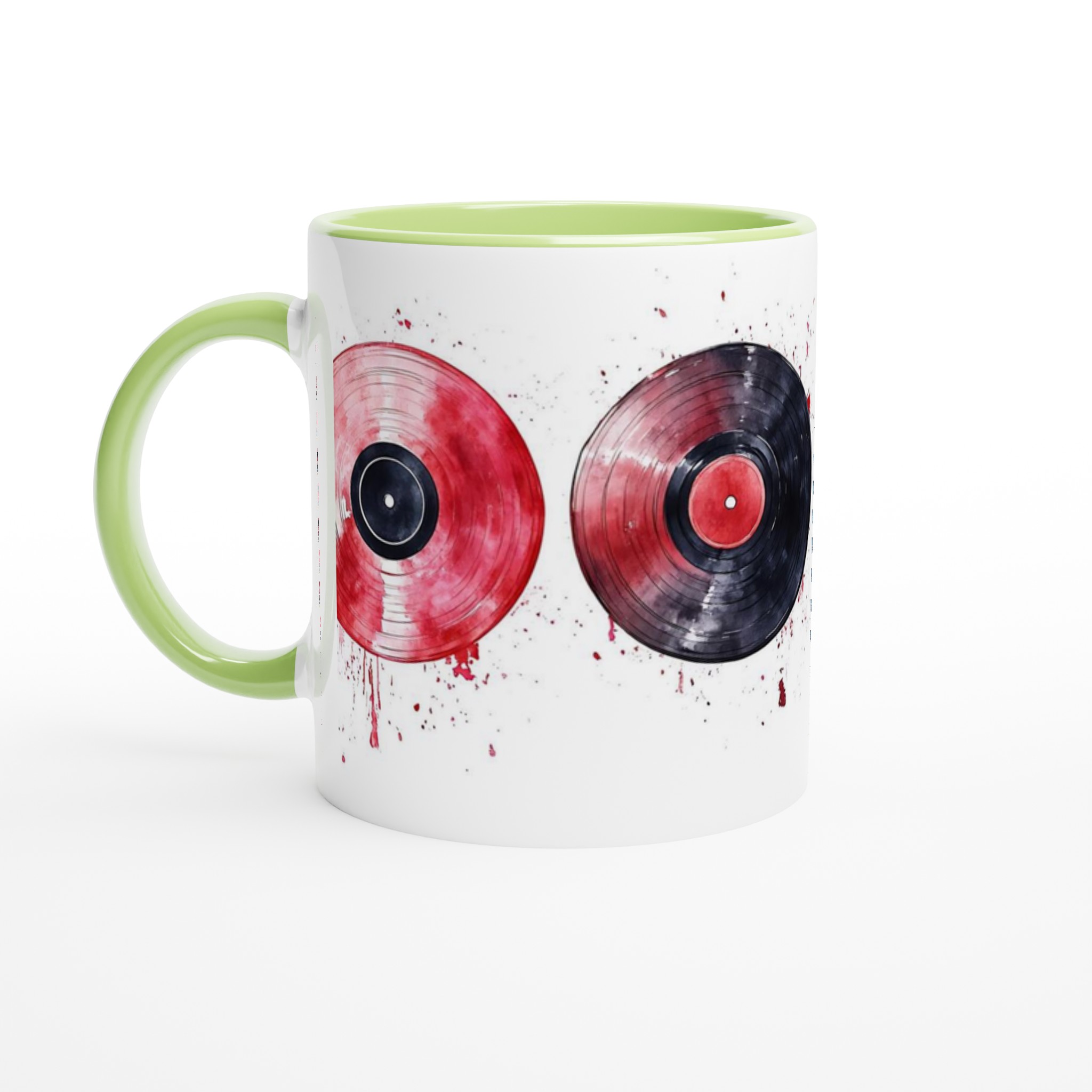 Vit 11oz keramisk mugg med färgstarka vinylskivor – välj bland sju livfulla nyanser 7 30624615-1e31-458d-bf1d-642d9f4fa6e1