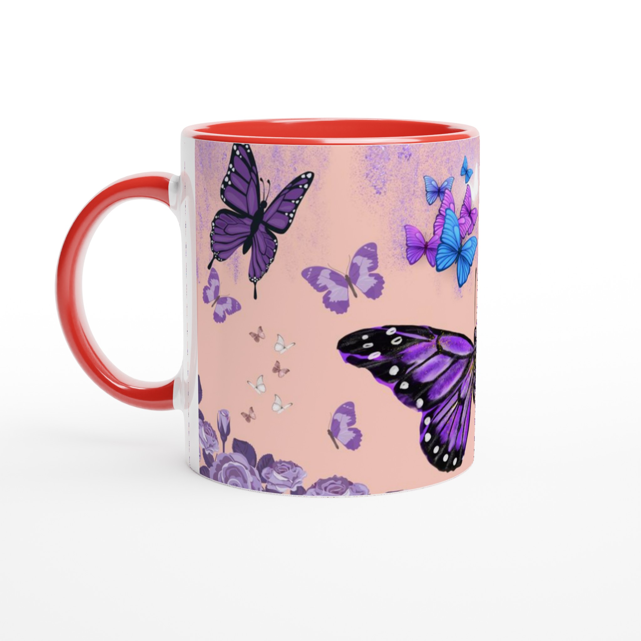 Elegant Vit 11oz Keramisk Mugg med Livfulla Fjärilsmotiv i Dina Favoritfärger 5 308536d4-9945-4f7f-a830-3974e623a5cd