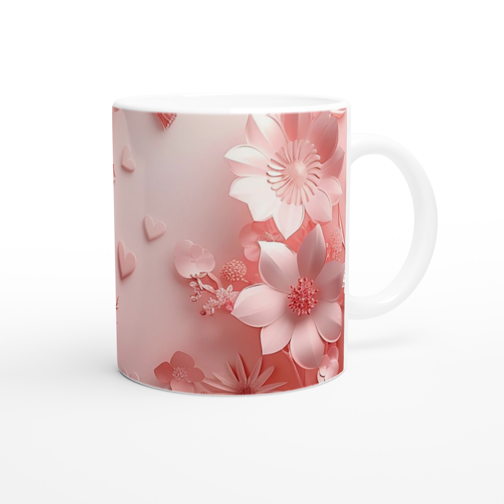 Vit 11oz Keramisk Mugg med Blommönster i Rosa och Flera Färger 9 308d5ab3-3c22-466b-8582-3bc9bea05968