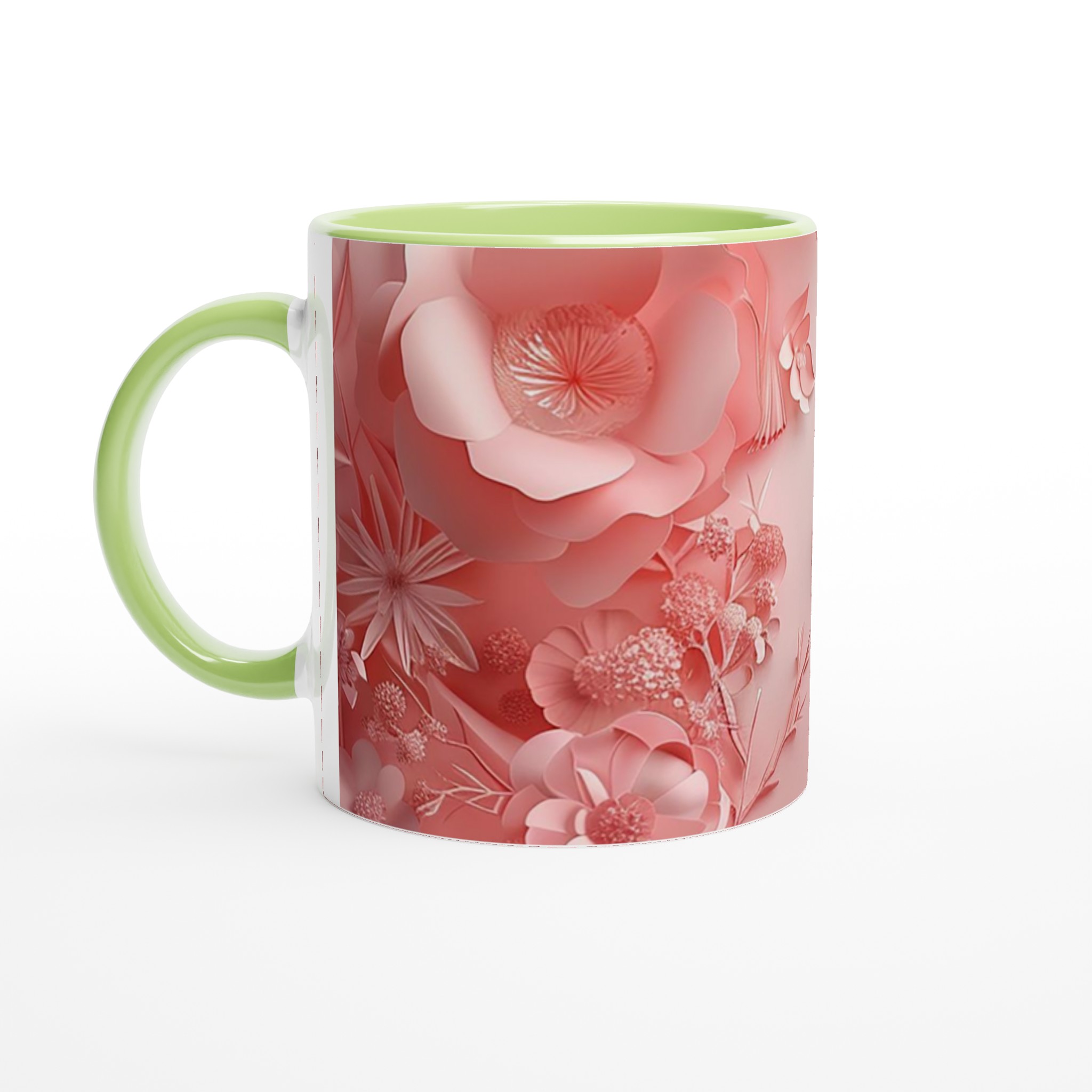 Vit 11oz Keramisk Mugg med Blommönster i Rosa och Flera Färger 7 308de71d-4a02-4c76-b9e8-7365cfb84026