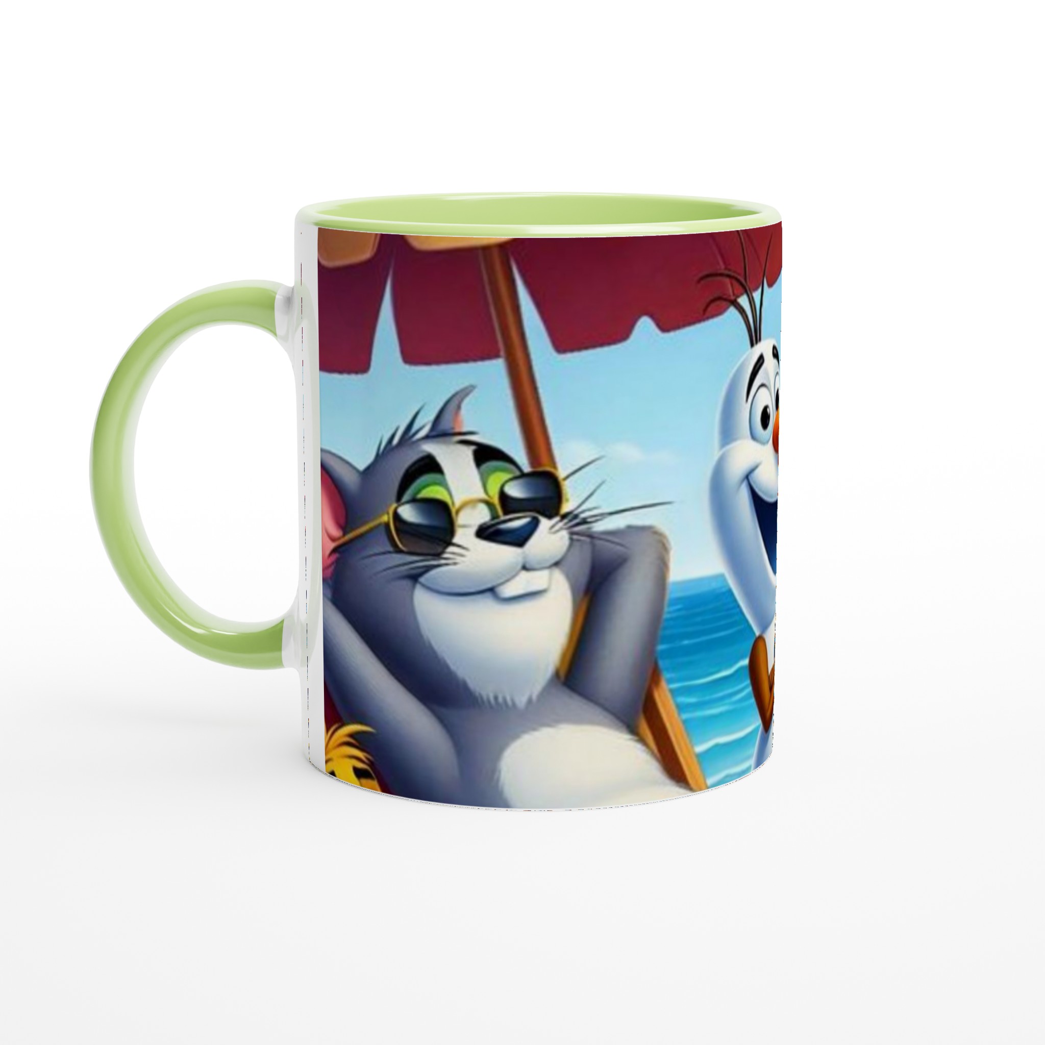 Vit 11oz keramisk mugg med lekfulla sommarvänner i färgstarkt tryck 8 30cb8cb6-66bf-4b0b-8789-30535dd52086