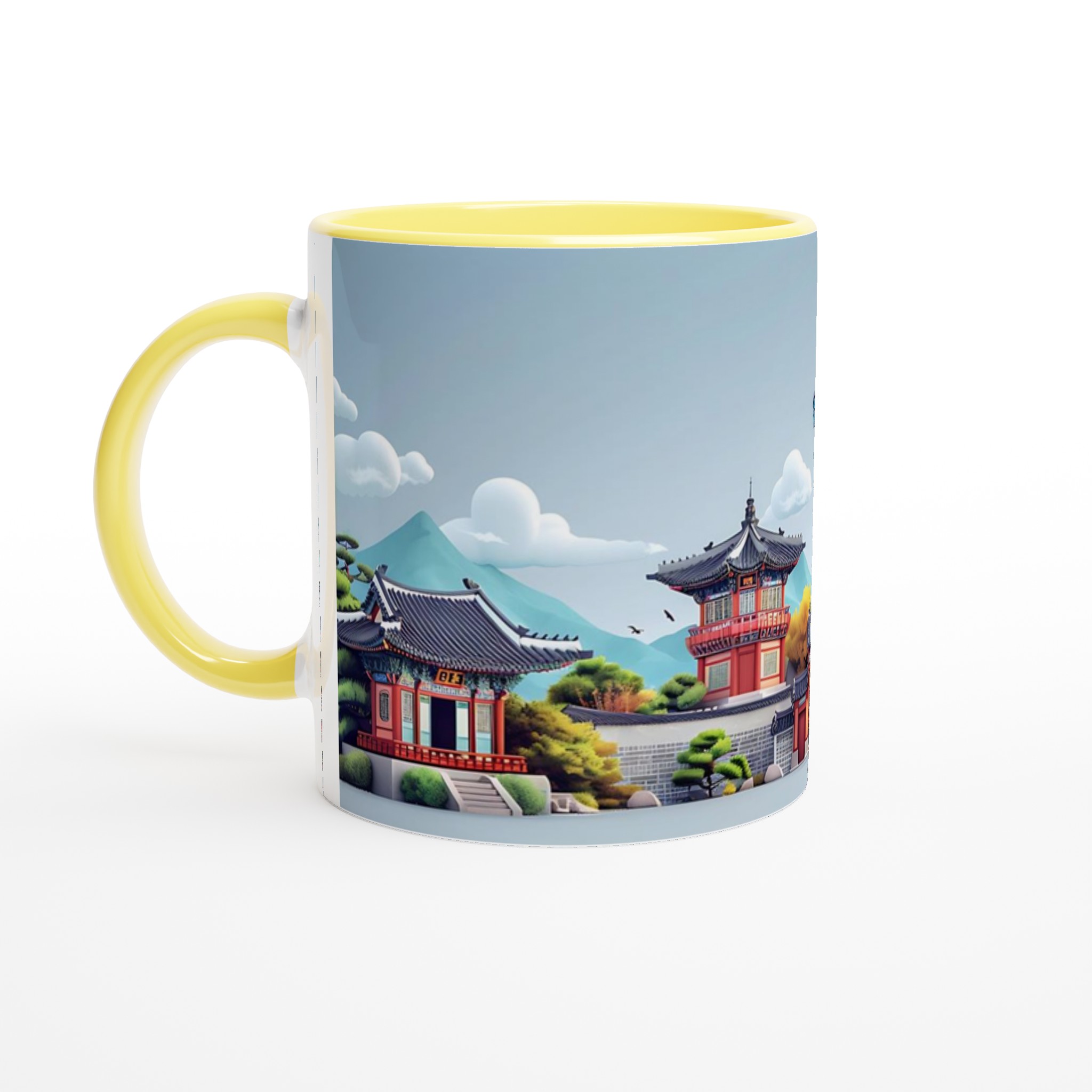 Koreansk Stadssilhuett Mugg - 11oz Keramisk Kaffekopp i ditt val av 7 livfulla färger 3 30e52ff8-ded7-4b48-9fe6-b40866ec2d4a