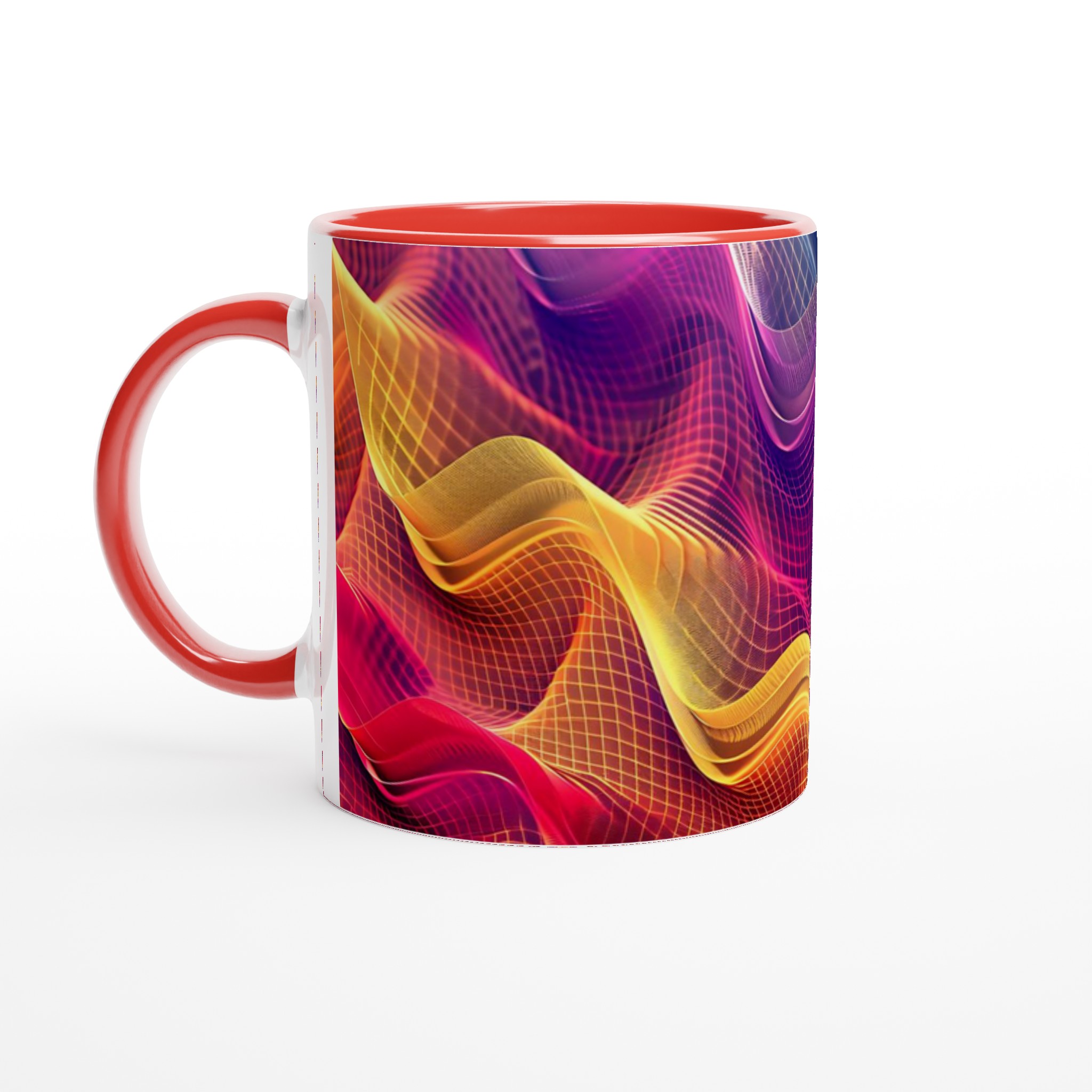 Vit 11oz keramisk mugg med livfull abstrakt design i flera färger 5 30feb78a-bb5c-410a-b1d5-89def97565b1