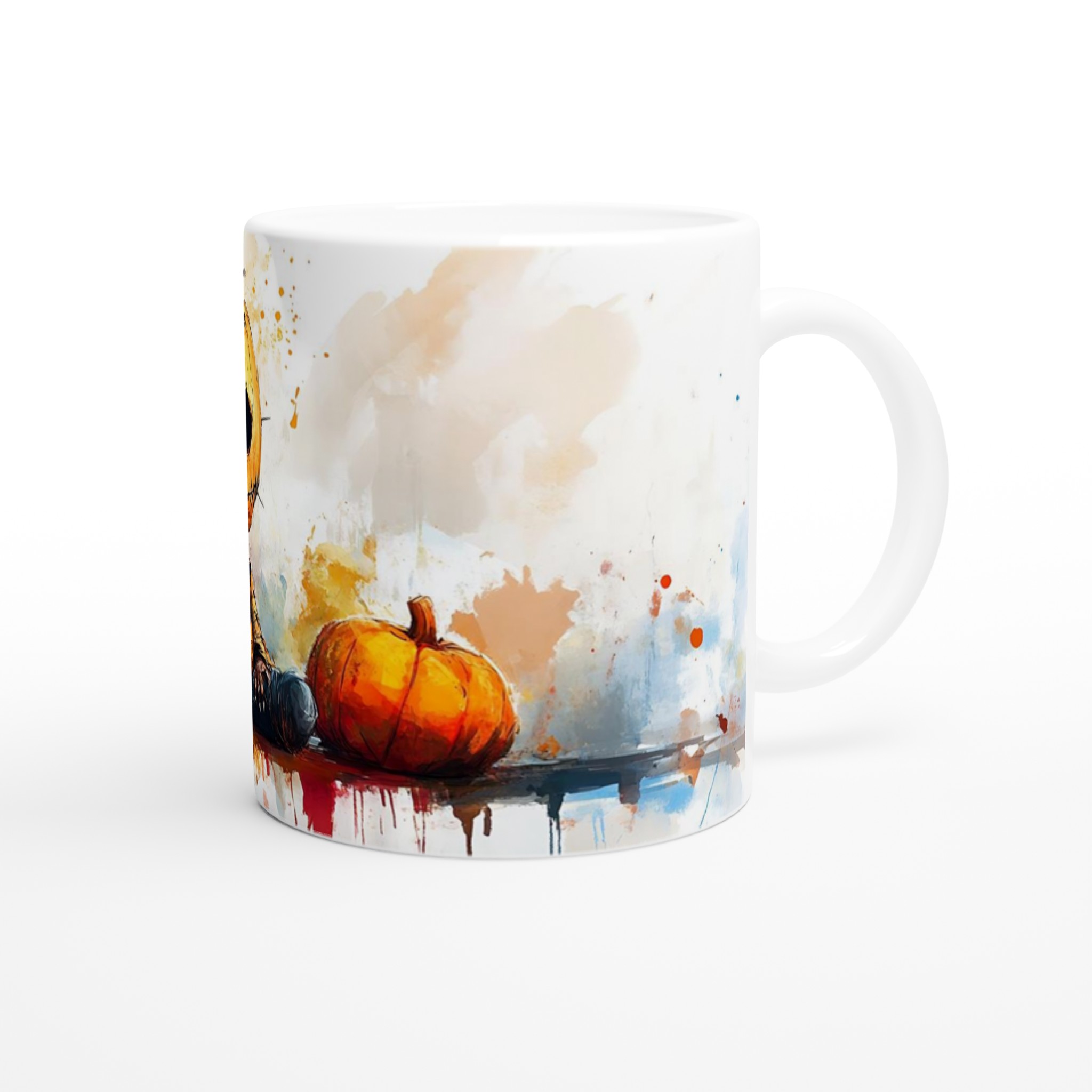 Unik Halloween Pumpa Mugg - Konstnärlig Akvarell Stil 11oz Keramikmugg i Valfri Färg 9 31416645-c059-47be-a07c-9e780655bdac
