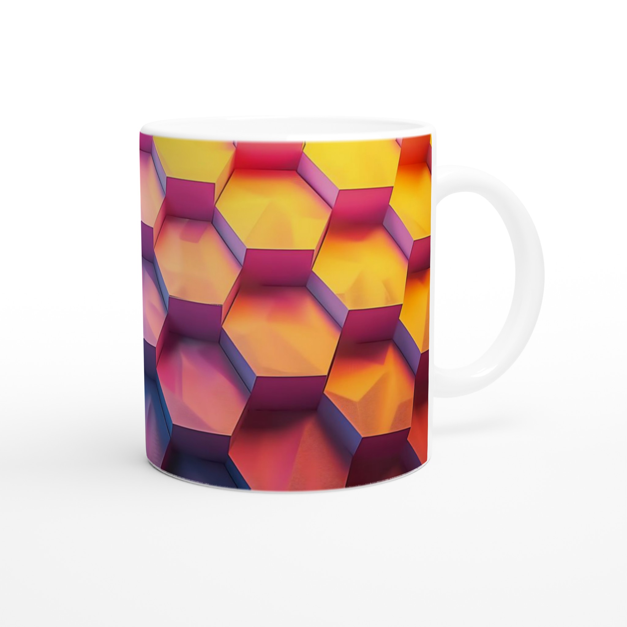 Abstrakt Hexagon Färggradient Mugg - 11oz Keramikmugg för kaffe, te & heta drycker i flera färger 9 317b56f3-0d1b-4c33-9916-8d7daee93349