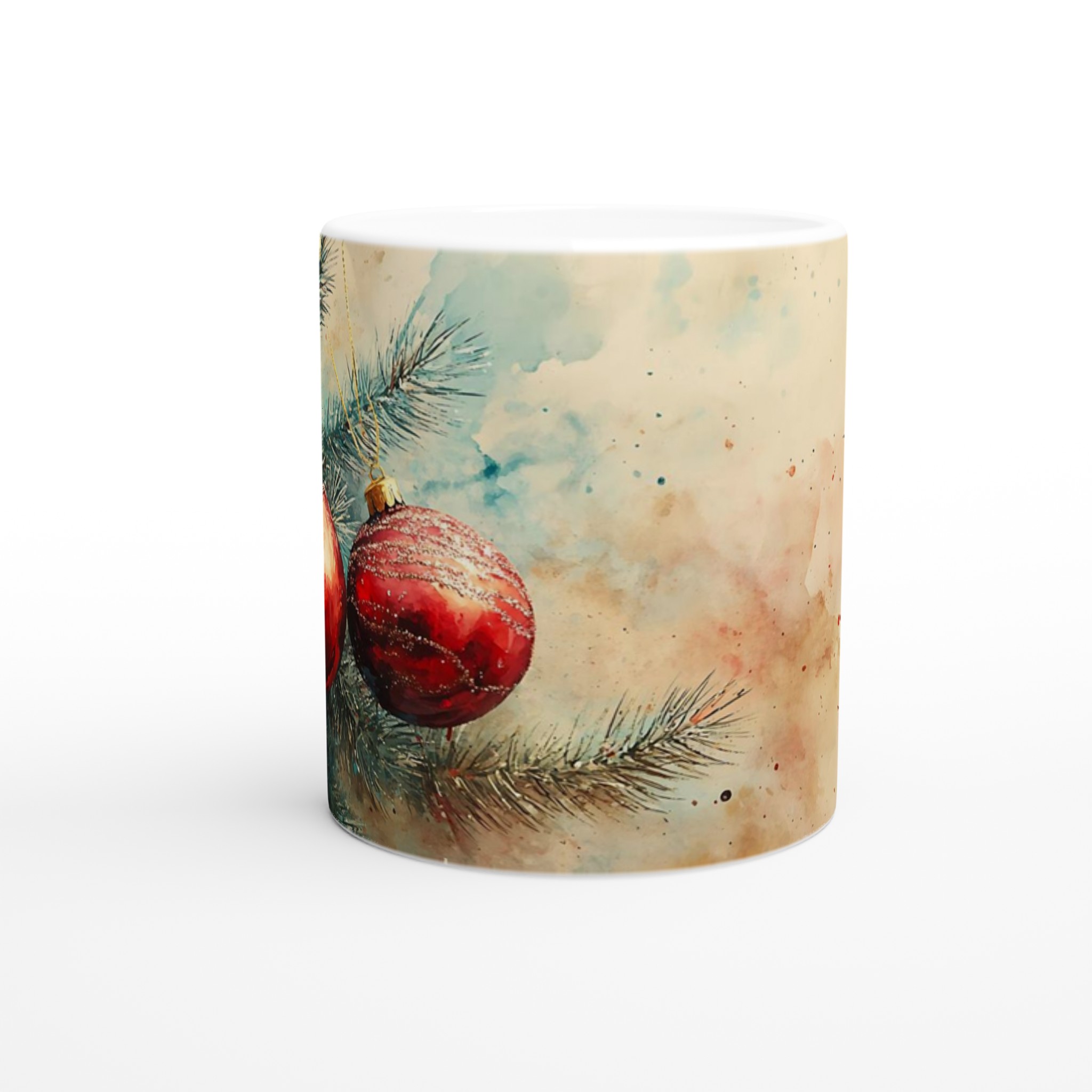 Festlig Vattenfärg Julmugg – 11 oz Keramisk Kaffemugg med Akvarellinspirerad Design 8 31873720-c849-49a9-a442-242d79b06d47
