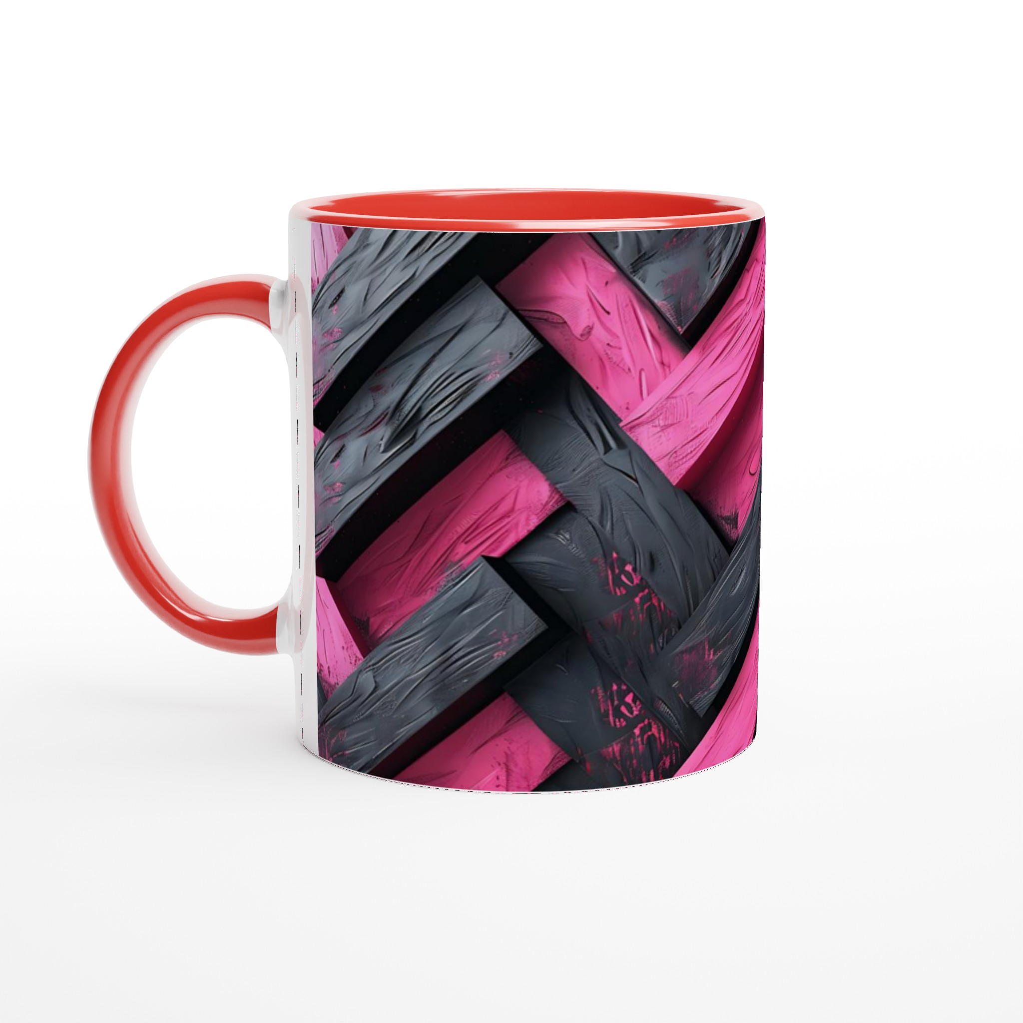 Vit 11oz keramisk mugg med djärv rosa och svart modern design – välj bland sju livfulla färger 5 31a9d877-b12c-4d76-9e89-65a498c743fe
