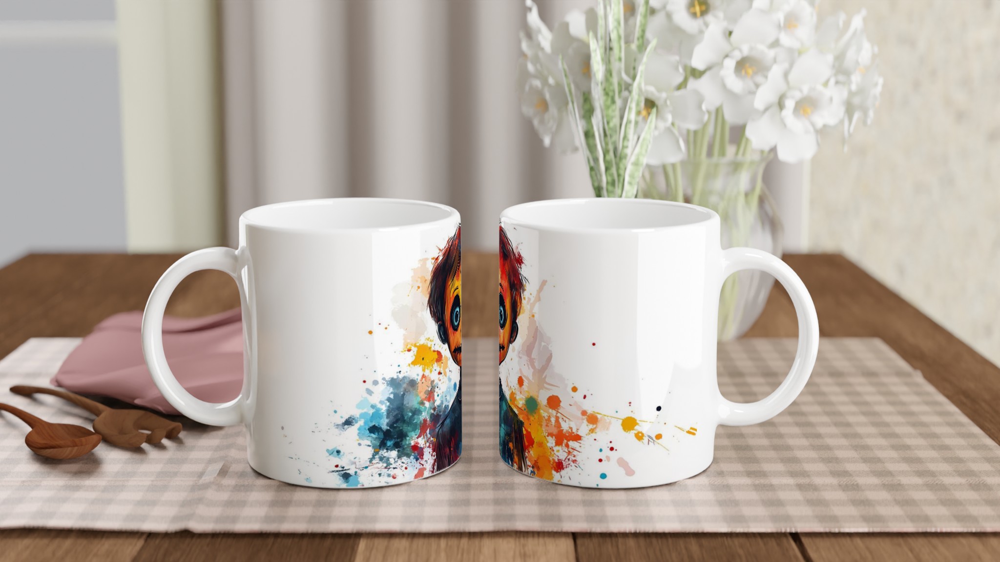 Unik Akvarell Skräckfigur Keramisk Mugg - Färgglad Skräck Konst för Kaffeälskare, Välj Din Färg! 10 31d44199-4788-44e0-a4f6-8c84e79867f6