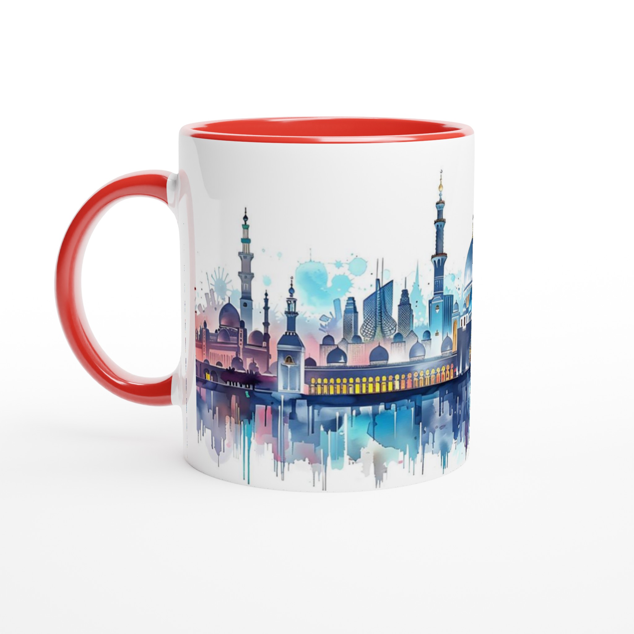 Abstrakt Ökenstads-Mugg – Akvarell Skyline med Levande Reflektioner, Välj Din Favoritfärg! 5 31ed4e6b-a721-48d6-82e2-cb404e48cc98