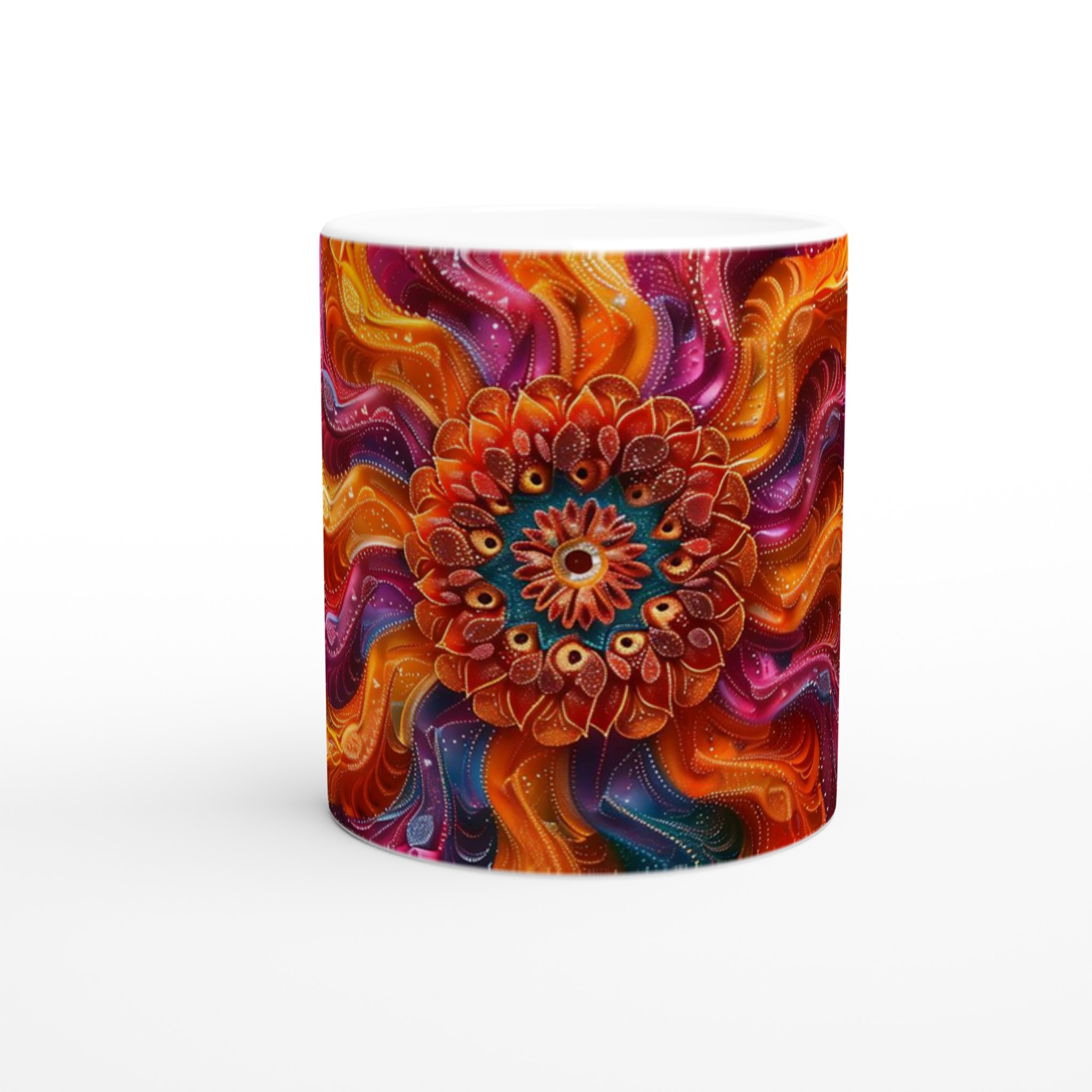 Abstrakt Mandala Keramikmugg - 11oz, Välj Bland Flera Levande Färger 8 321d67e4-0fb8-4bae-b86e-258a77250219