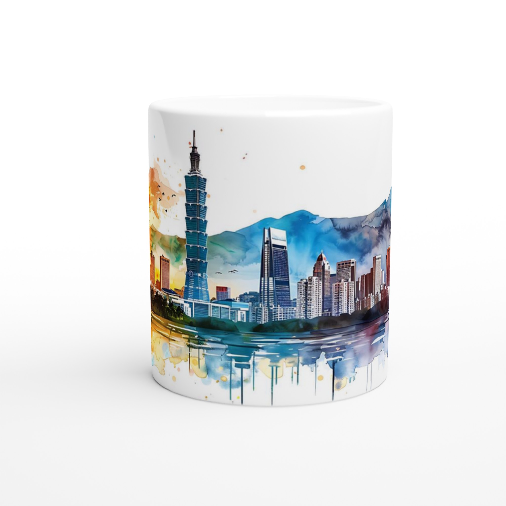 Taiwans Stadssilhuett i Akvarell - 11oz Keramisk Mugg i Valfri Färg 8 322977db-ed74-4275-9979-eb4fd97b78ca