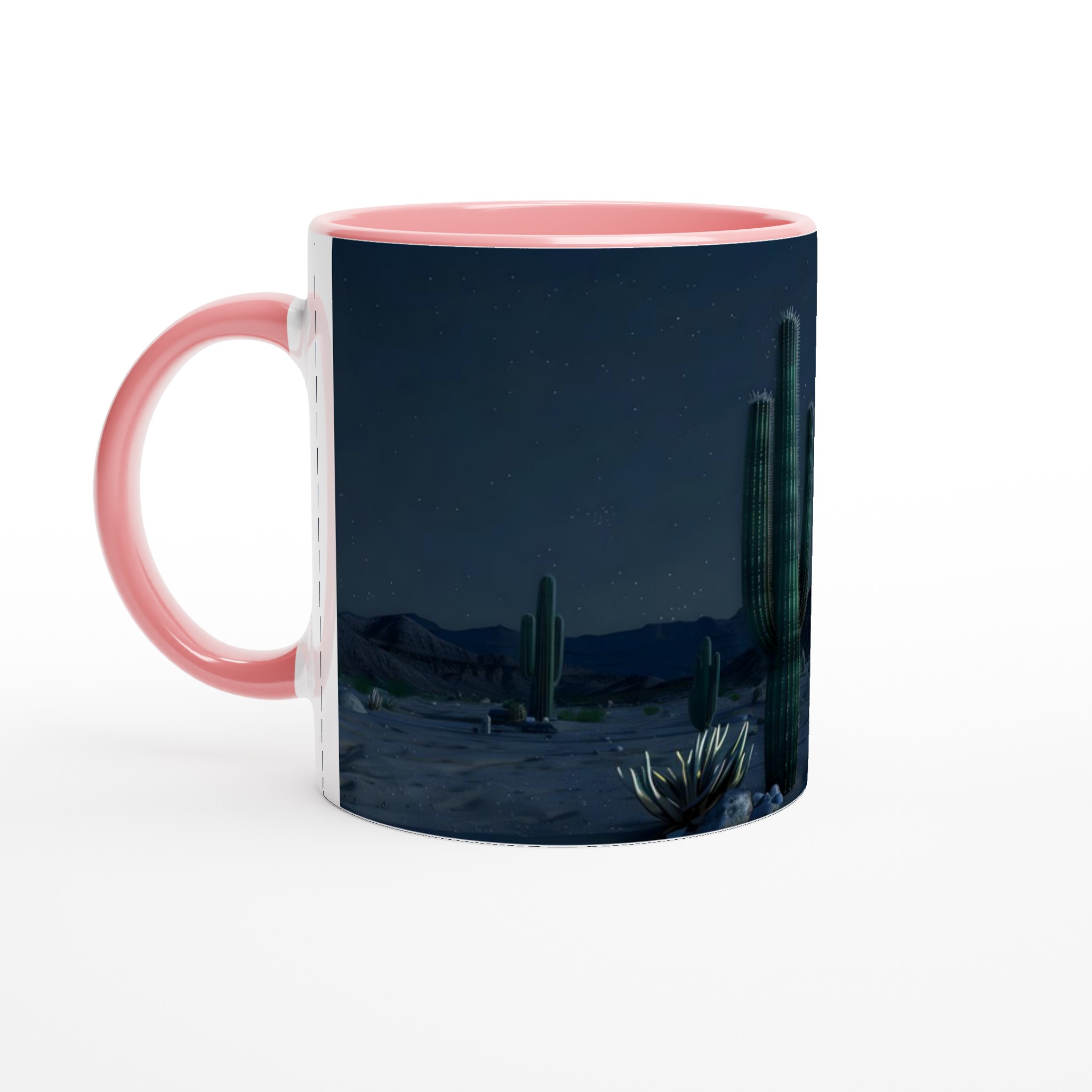Mystisk Ökenmugg: Kaktus & Stjärnhimmel – 11oz Keramikmugg i ditt val av 7 färger 6 3249404c-d895-47fe-930a-76897580fd36