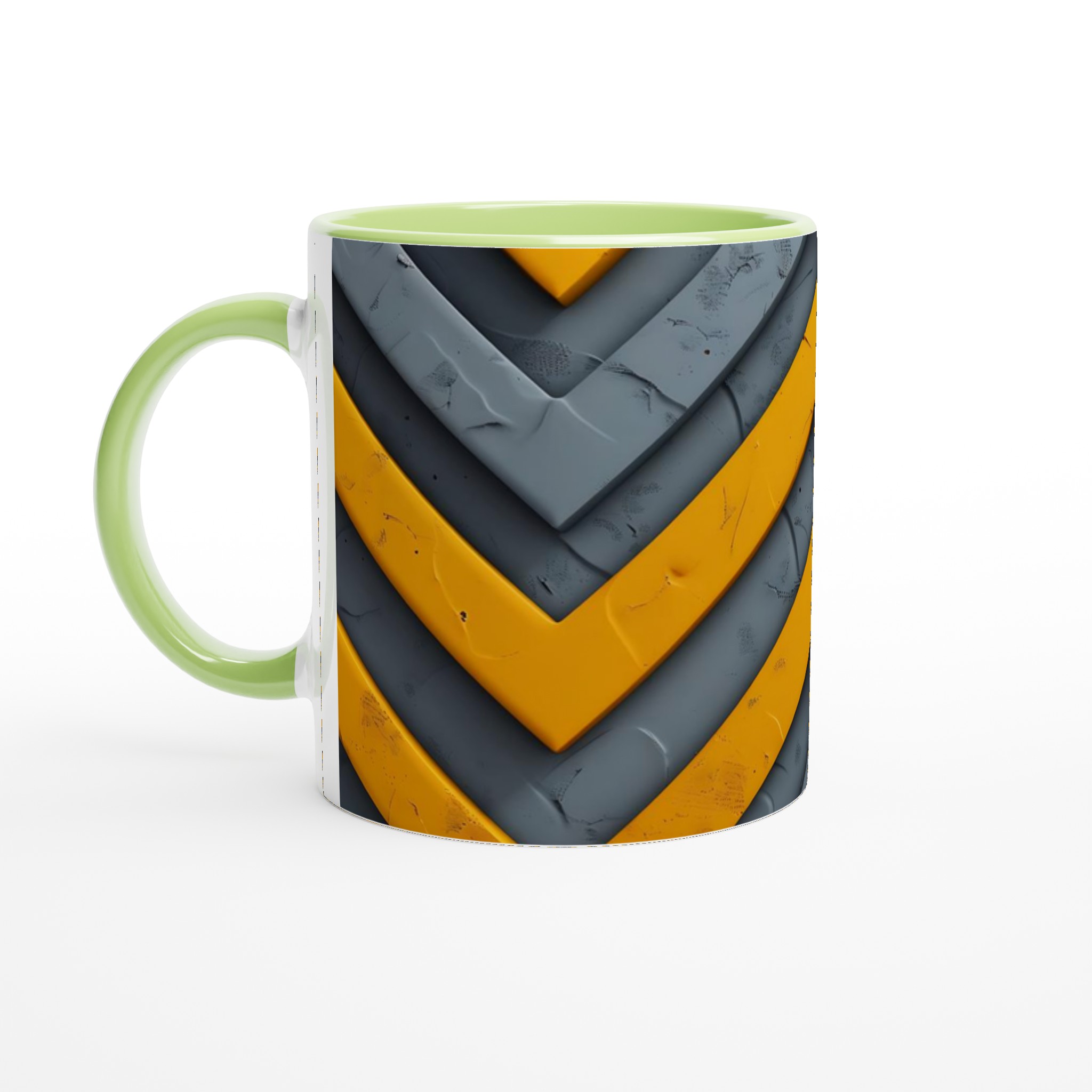 Abstrakt Chevron Mugg - Gul & Grå Design i 11oz Keramik 7 3251ba98-0d05-4b63-af10-ff5f359318b5