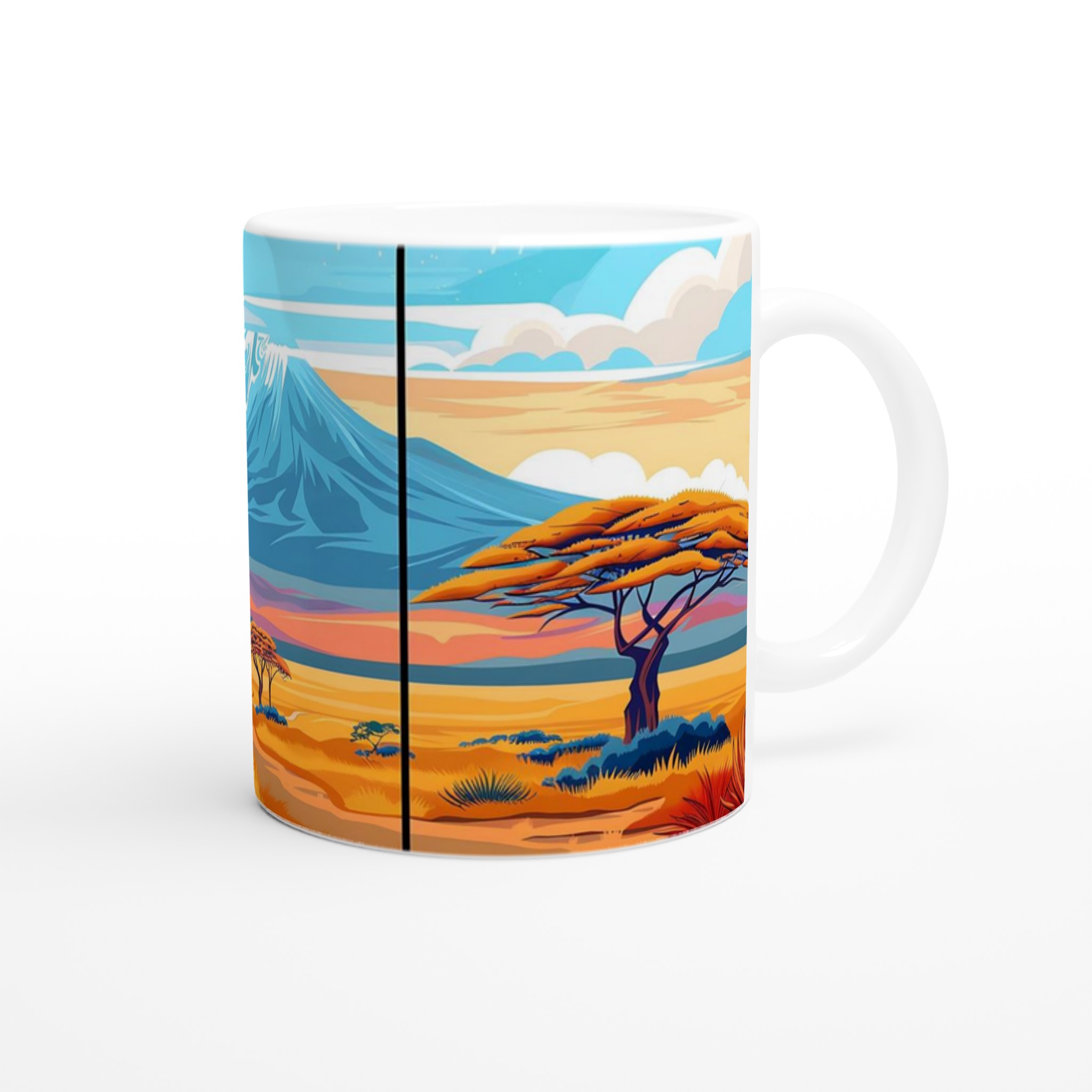 Kilimanjaro Solnedgång: Konstfull 11oz Keramikmugg i ditt val av sju livfulla färger 9 325382d4-38d3-4521-94a3-1c5ab9ef133b