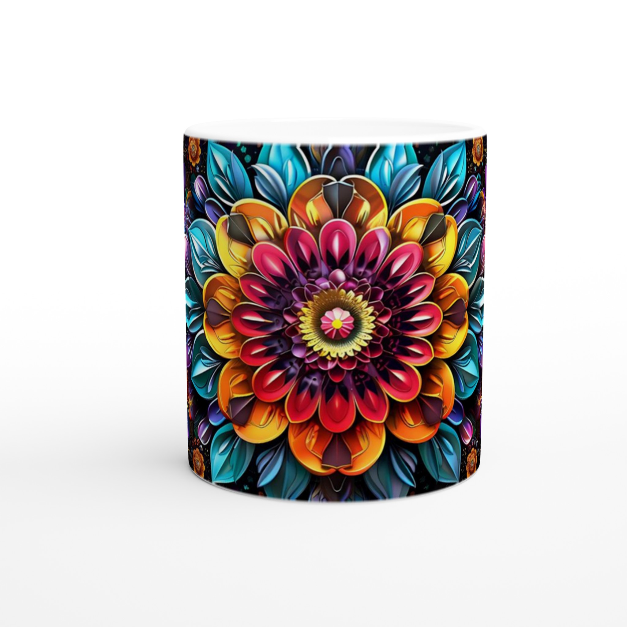Mångfärgad Floral 11oz Keramisk Mugg – Konstfullt Tryck, Välj Bland Flera Färger 8 3255df18-a583-4312-ae4e-5fb1ee3e42ab