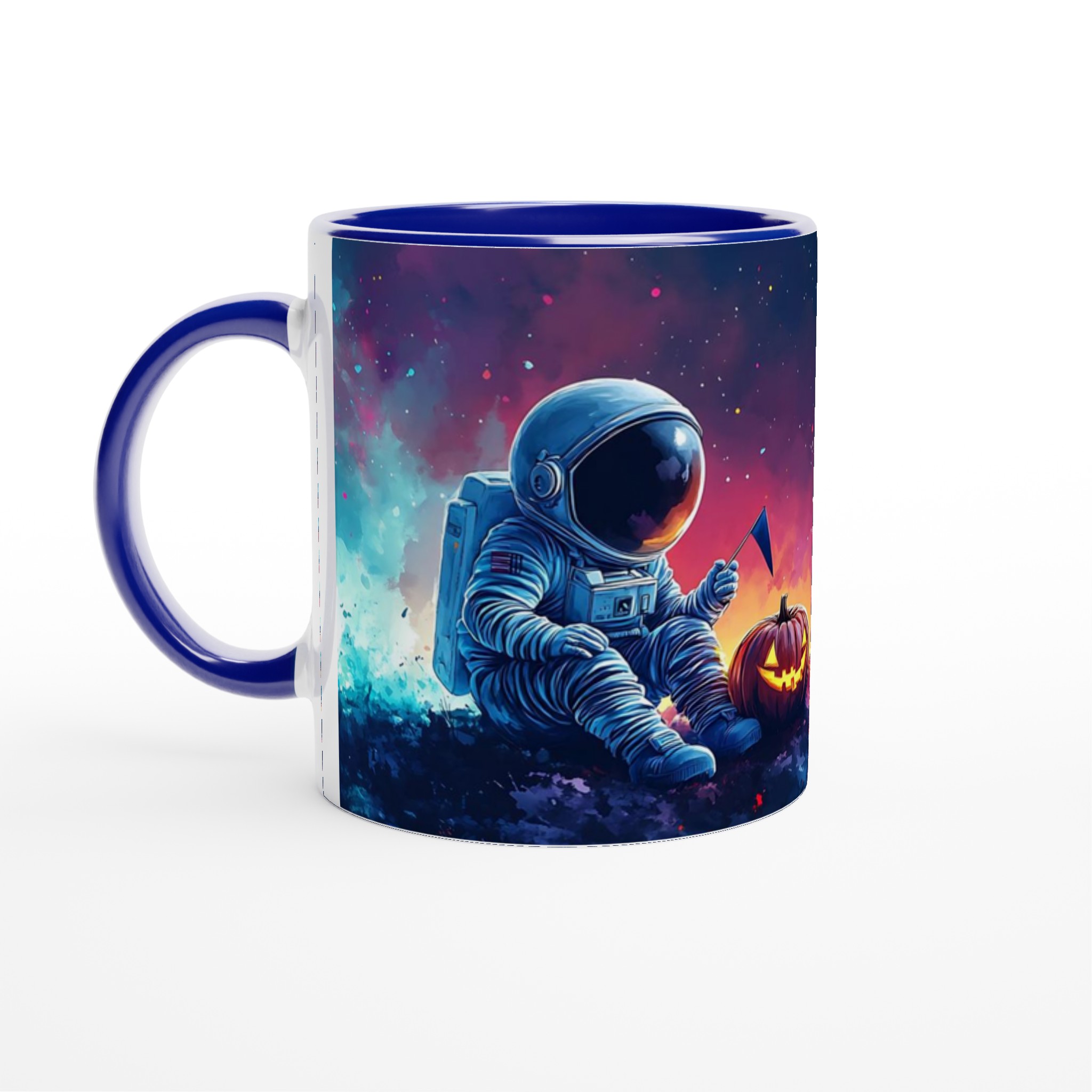 Kosmisk Halloween: Astronaut & Pumpa 11oz Keramisk Mugg – Välj bland 7 Livfulla Färger! 2 3256bbe0-4ece-4937-ad73-64801cbd1da2