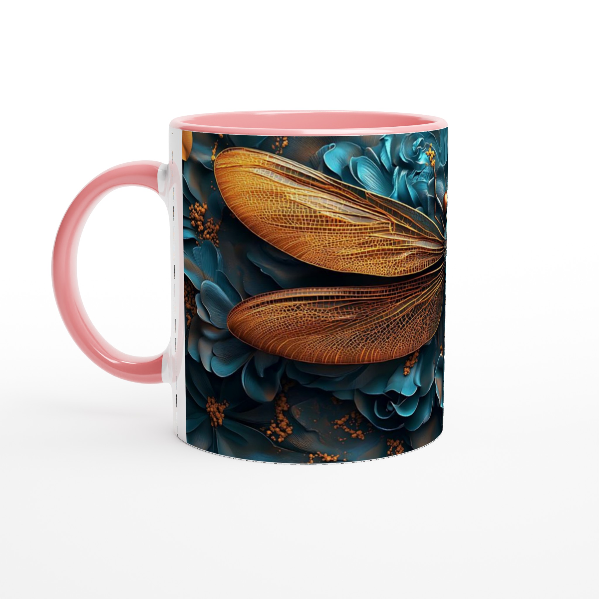 Abstrakt Trollslända Keramisk Mugg - Blått och Guld för Kaffe- och Tebjudningar i Konststil 6 32638a75-9836-443b-bd80-d00f393f9c3c