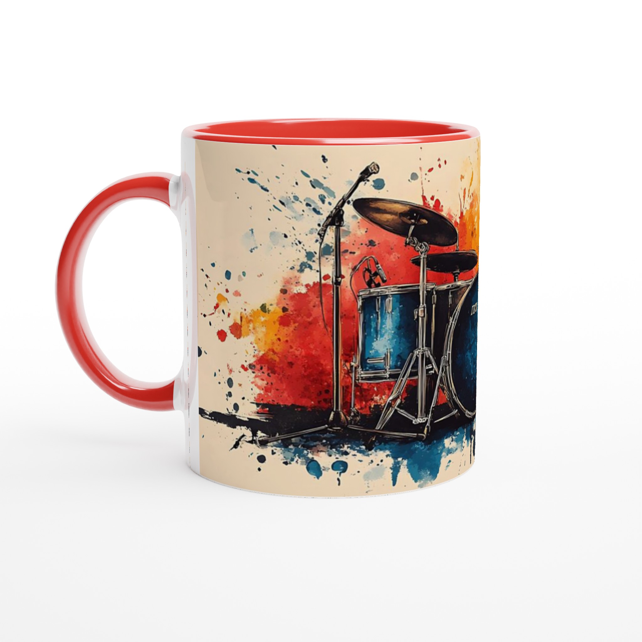 Abstrakt trumset keramikmugg – Musikaliskt färgsplash i 11oz – Välj bland 7 levande färger 5 32797d70-8932-4f27-9253-359b81d79f11