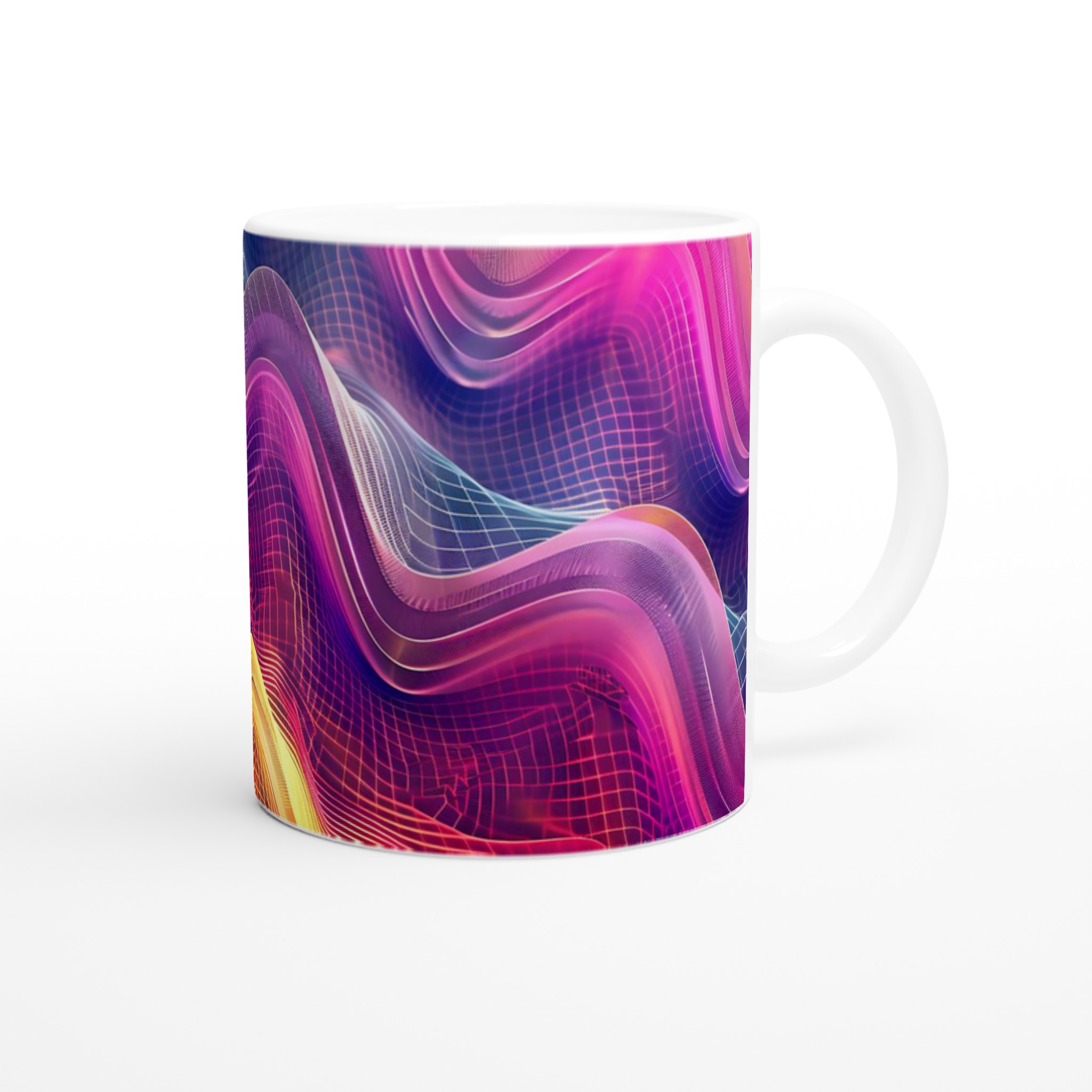 Vit 11oz keramisk mugg med livfull abstrakt design i flera färger 9 327c230b-0282-4072-882e-a335f407a788