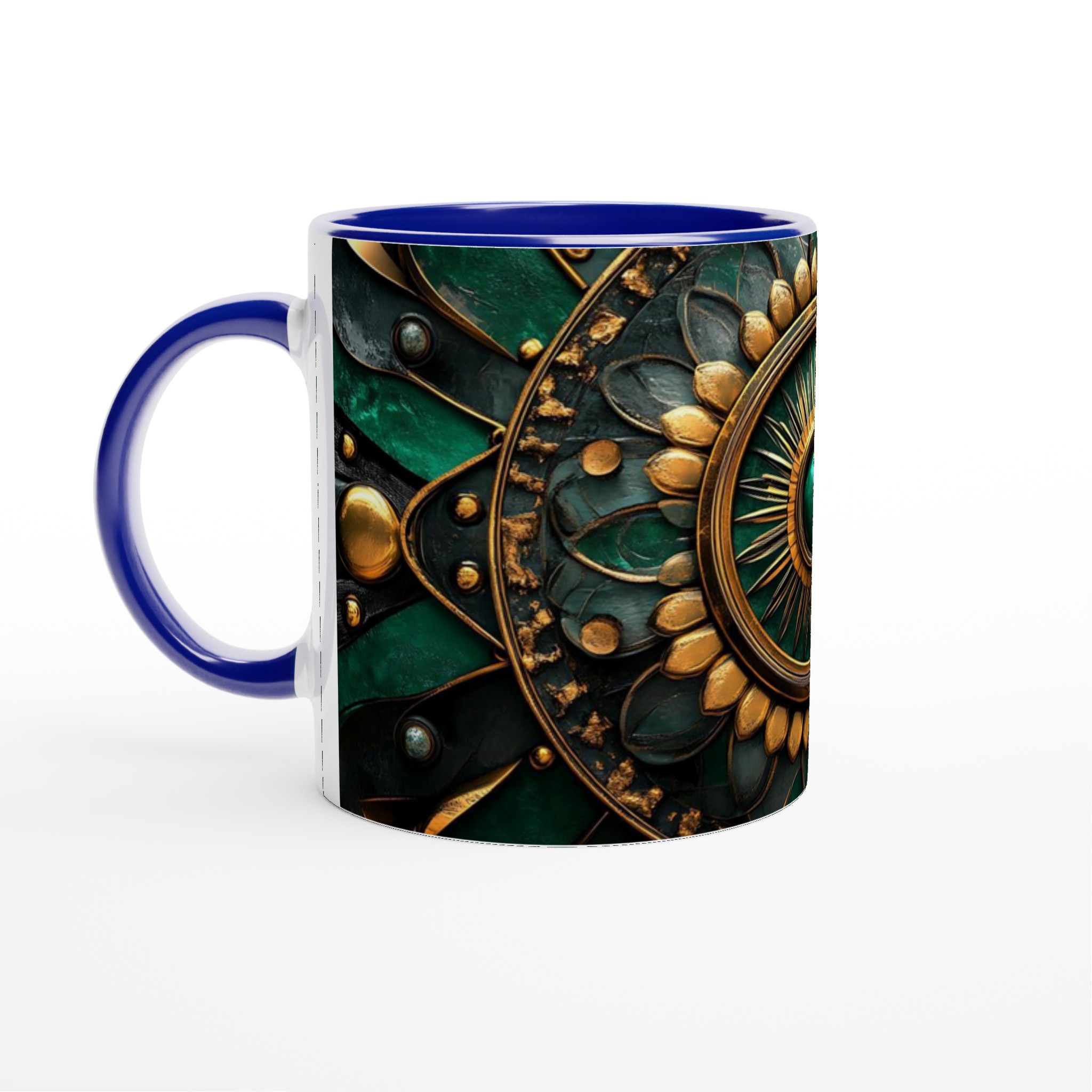 Mångfärgad 11oz Keramisk Mugg: Konstnärlig Design i Guld & Smyckesgrönt – Välj Din Favoritfärg! 2 32990e22-7a87-4738-8e40-92472845ff01