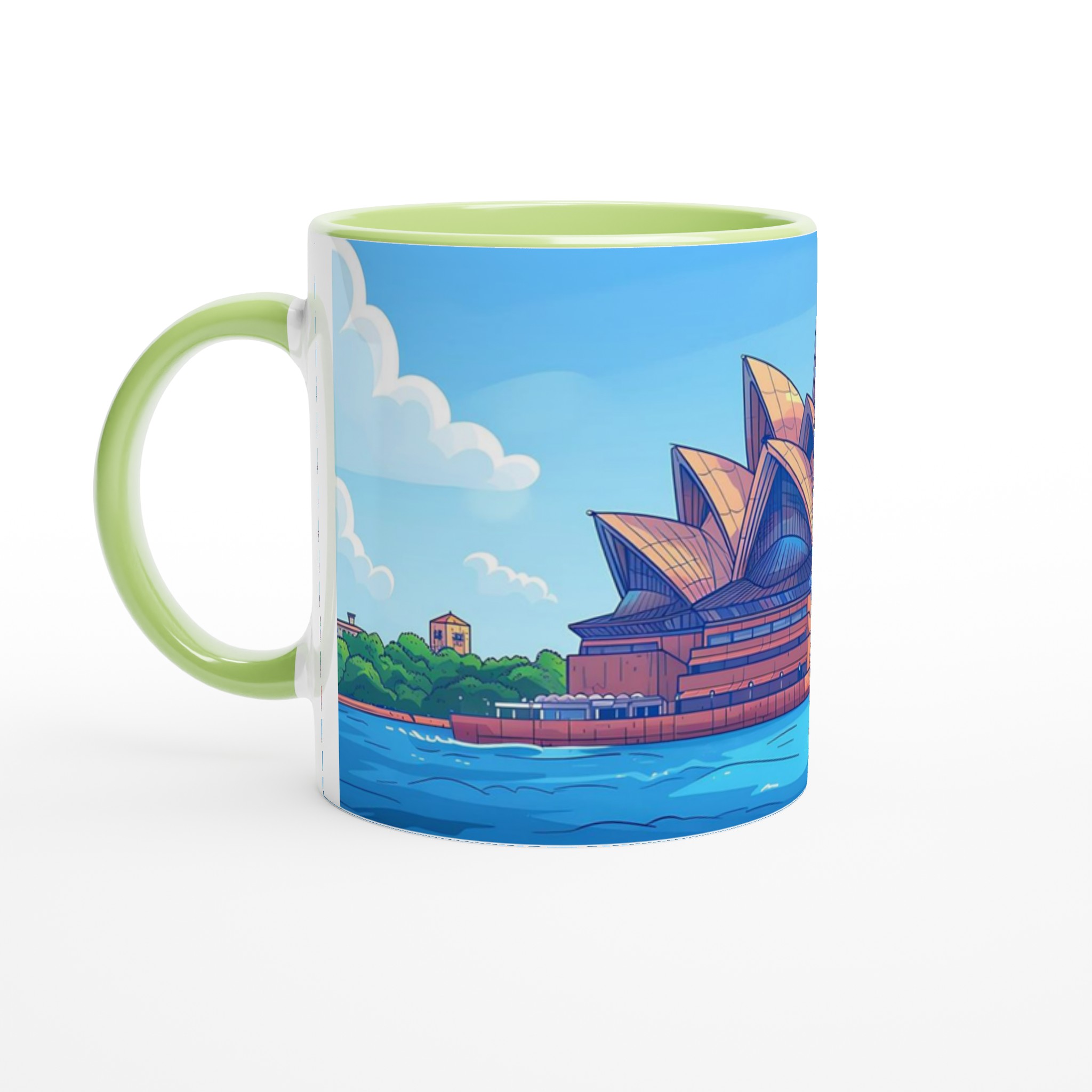 Sydney Opera House Cartoon Mugg – Levande Stadsbild i Klarblåtoner, Välj Din Favoritfärg! 7 32b8ca0c-8218-4643-bf71-30efdc96d79e