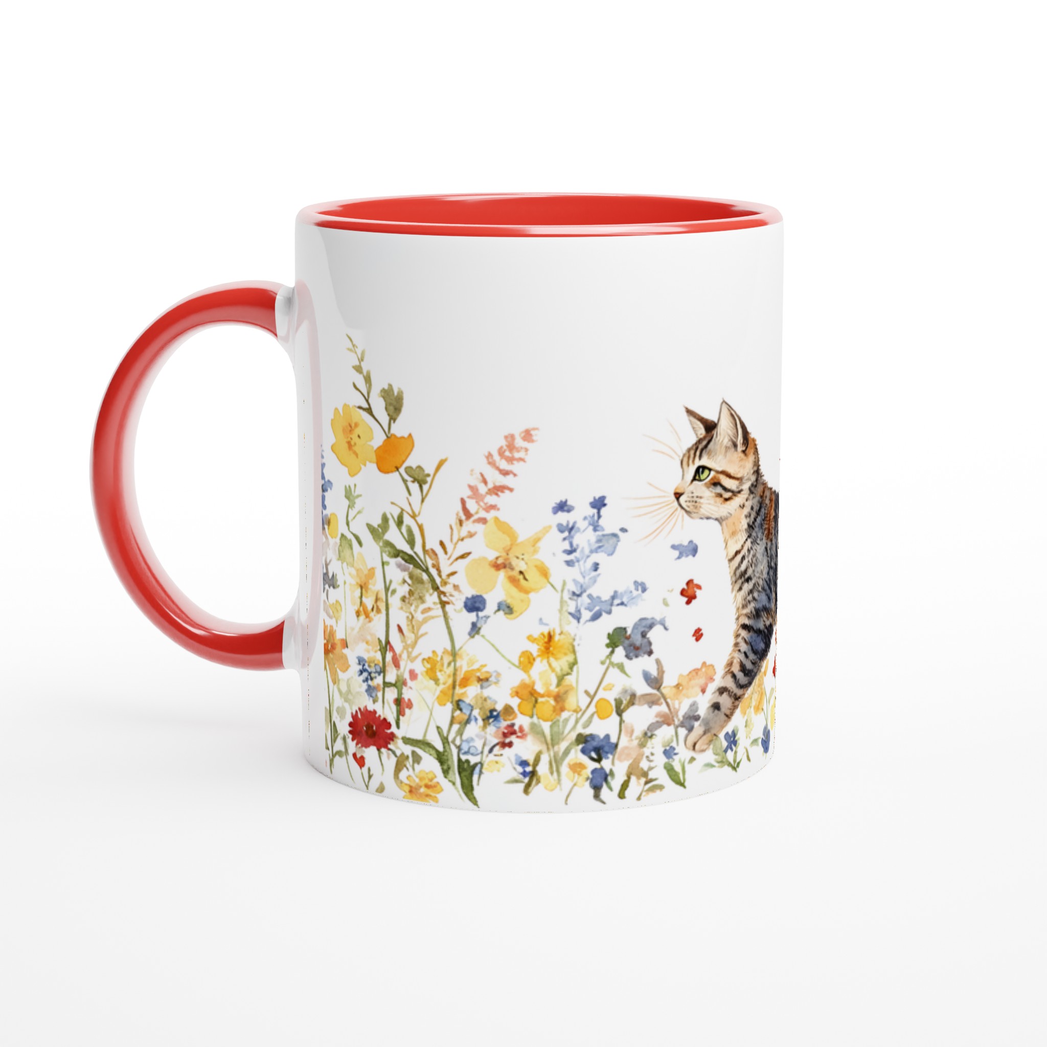 Katt bland Vårblommor – Akvarellmugg, 11oz Keramik 5 33086494-1cdb-48bd-ab94-06dc94613455