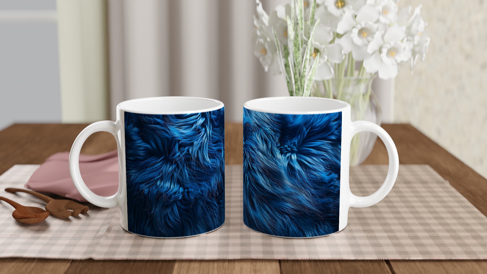 Elegant Vit 11oz Keramisk Mugg med Djupblå Designer i Sju Färger 10 3323268c-2cc4-43bd-b287-2fc3538c8fba