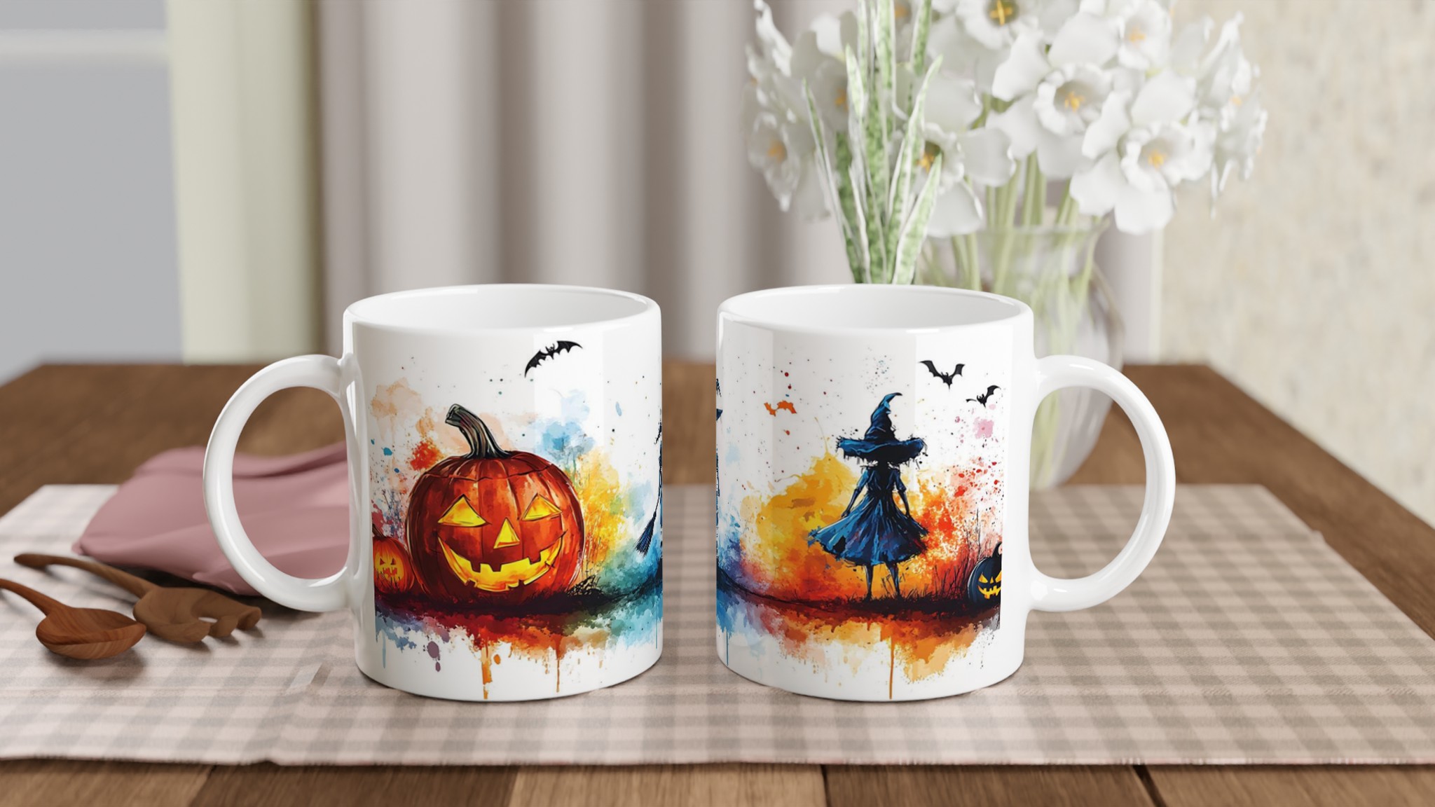 Spöklik Halloween Akvarell Mugg - Skrämmande Charm & Livfull Design, Välj din Favoritfärg! 10 33471d5b-4441-4d74-9a01-f4e43b0b21ee