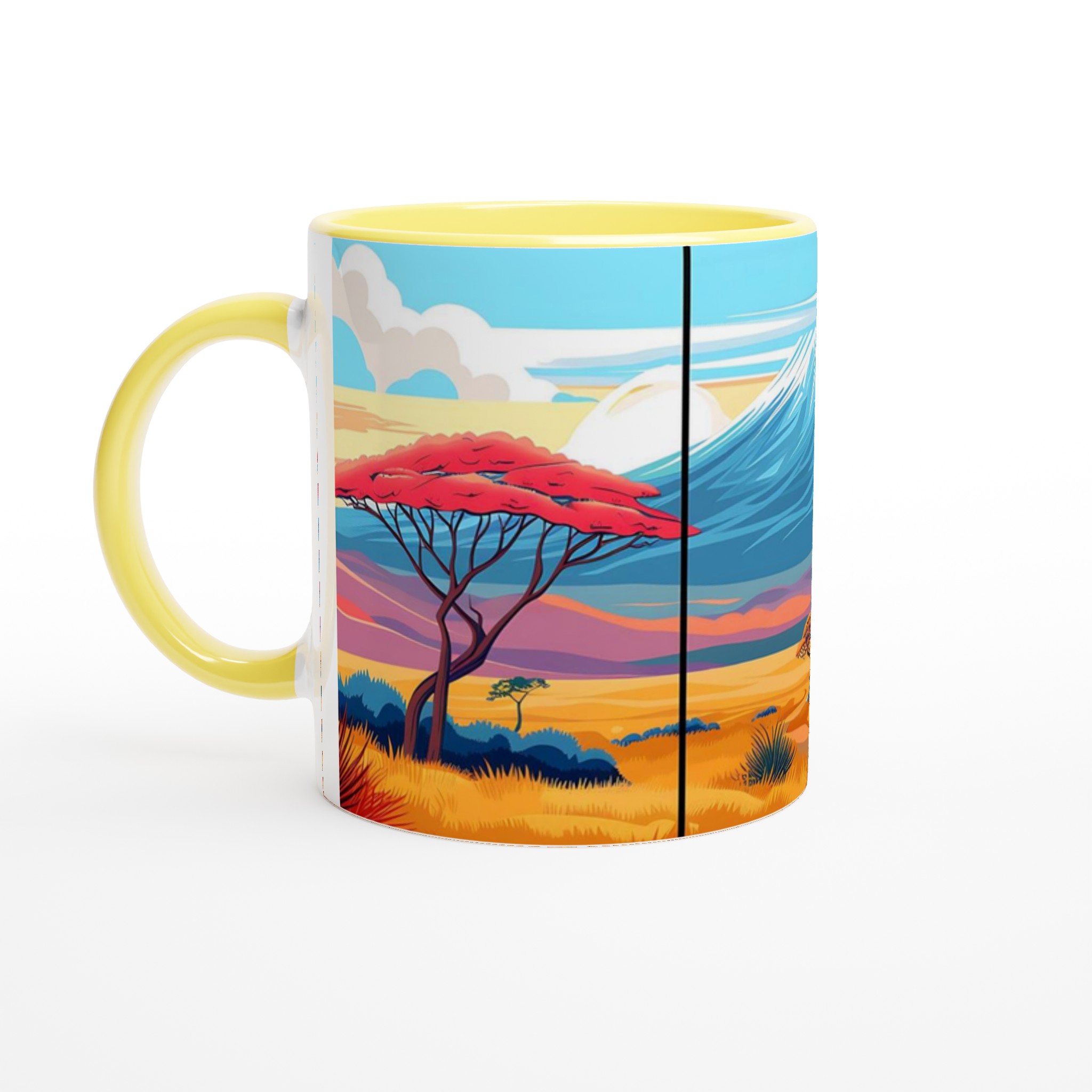 Kilimanjaro Solnedgång: Konstfull 11oz Keramikmugg i ditt val av sju livfulla färger 3 335b393e-44fc-4bba-829d-ec69682f3883